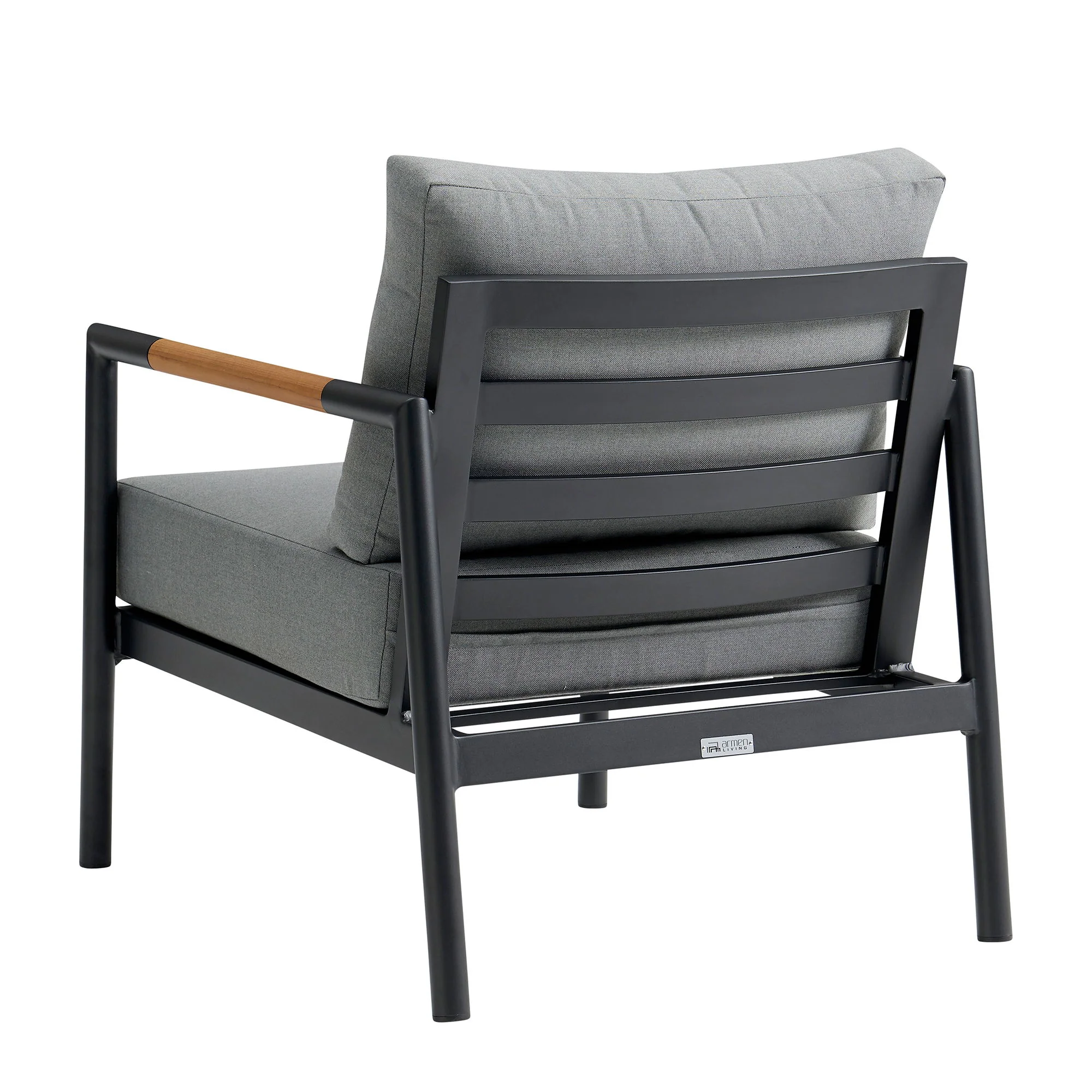 Crown - 4 Piece Outdoor Seating Set With Cushion - Black / Teak - Image 3