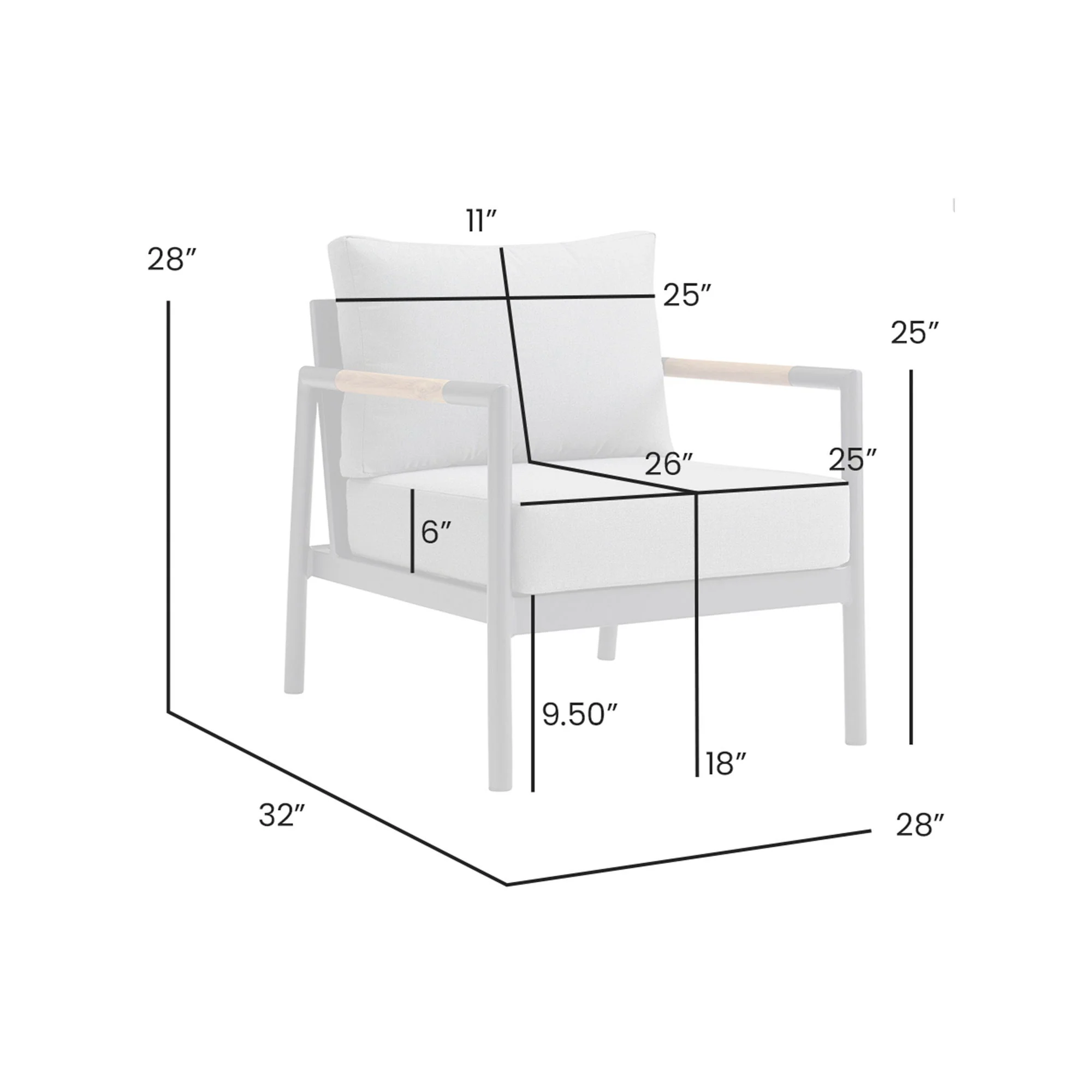 Crown - Aluminum And Teak Wood Outdoor Chair - Black / Dark Gray - Image 2