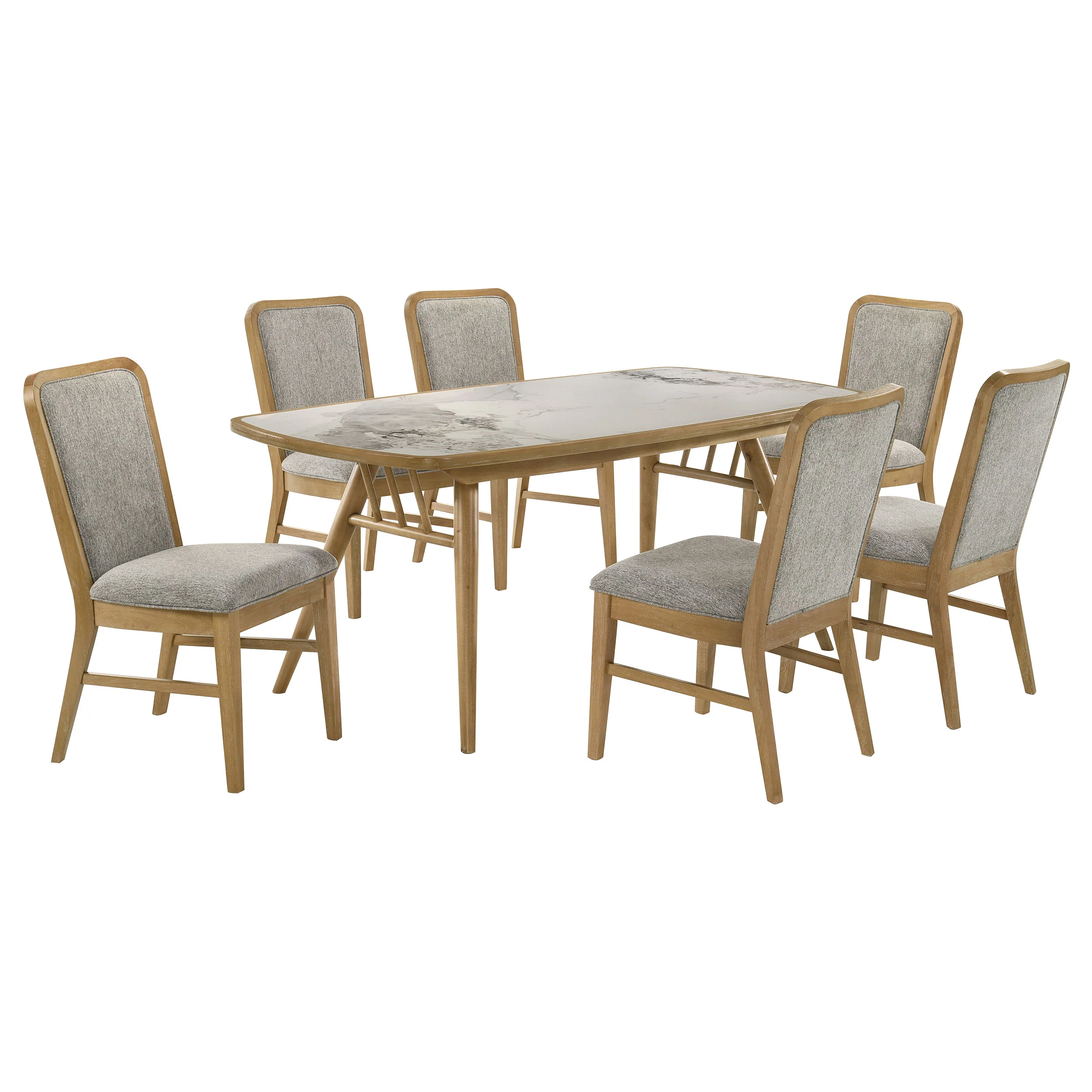 Croyden 7-Piece Dining Set, Weathered Natural with Grey Chairs - Image 4