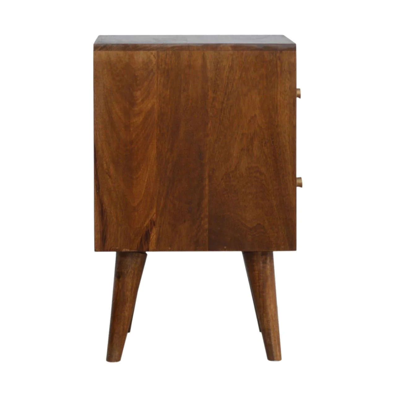 Cube Carved Bedside Table Nightstand - Chestnut - Image 6