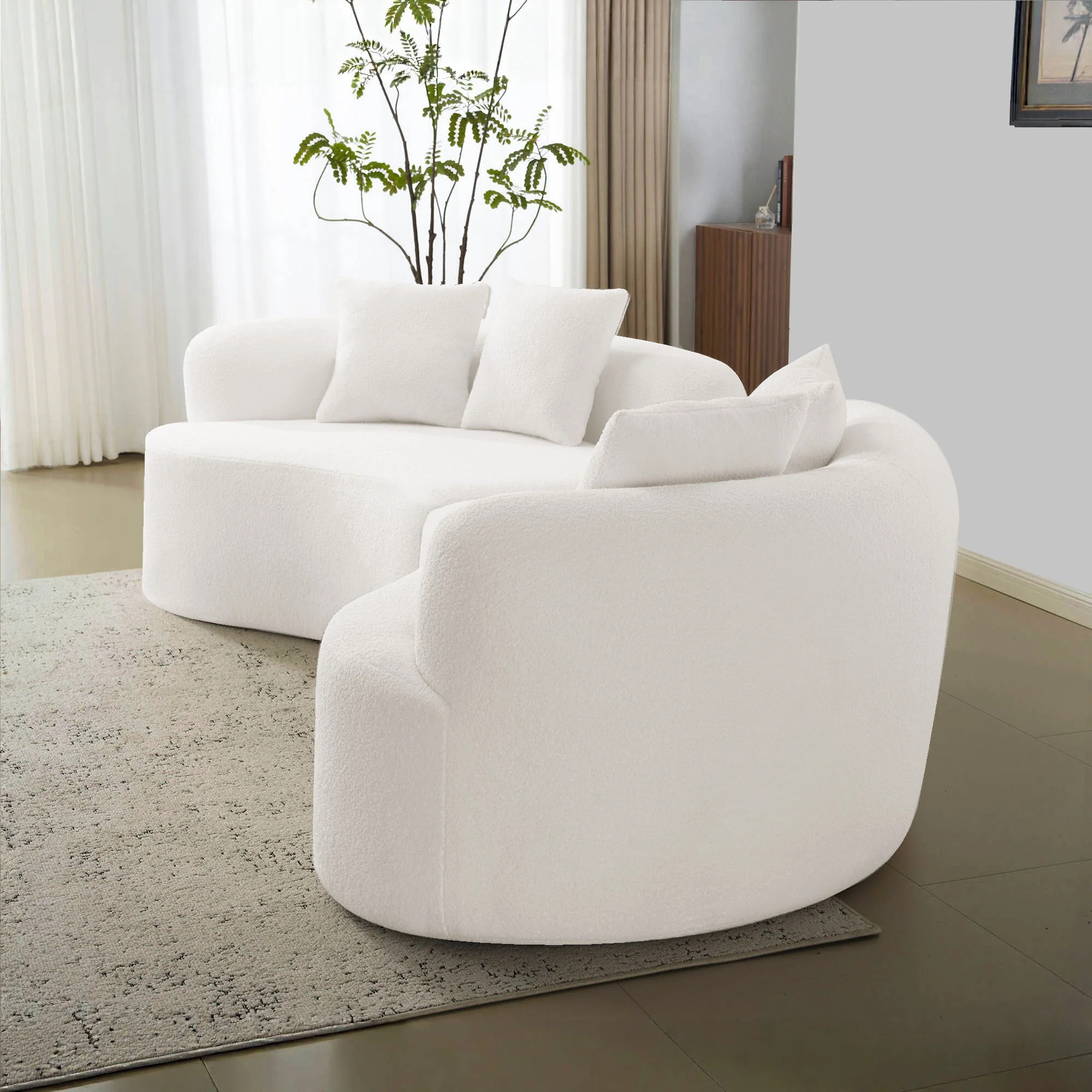 Curved 4 Seater Full Compression Sponge Sofa - Image 10