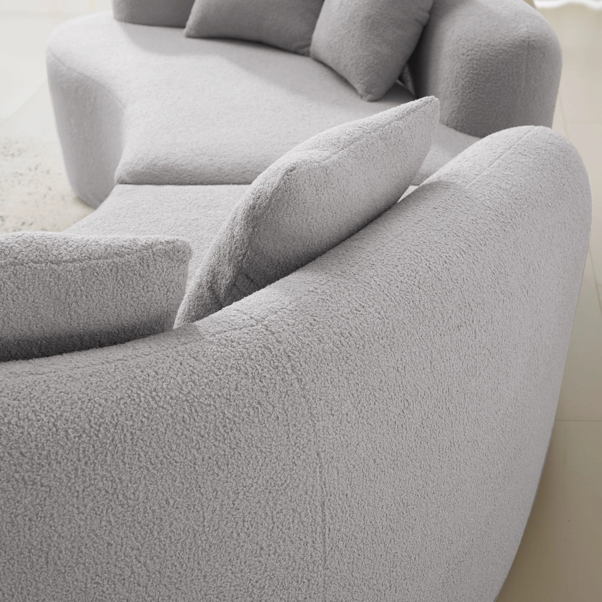 Curved 4 Seater Full Compression Sponge Sofa - Image 11