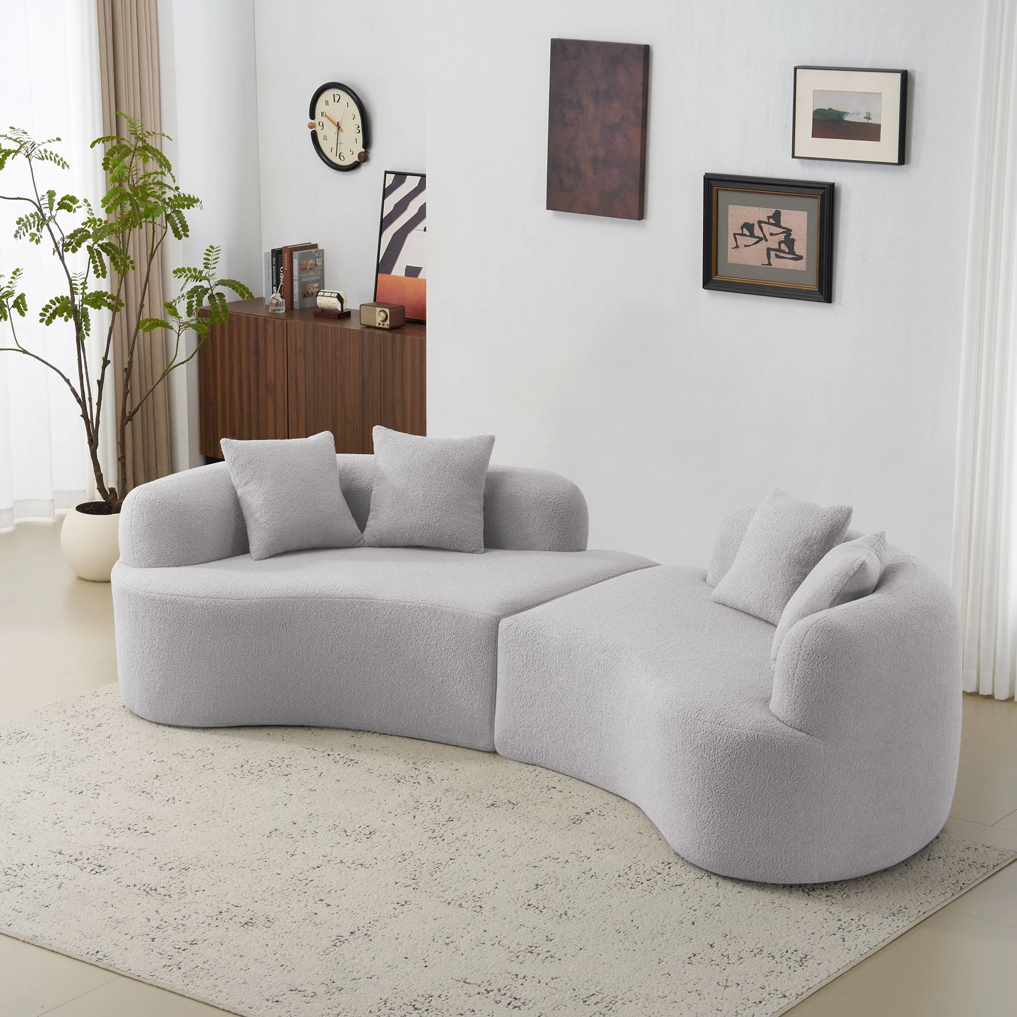 Curved 4 Seater Full Compression Sponge Sofa - Image 12