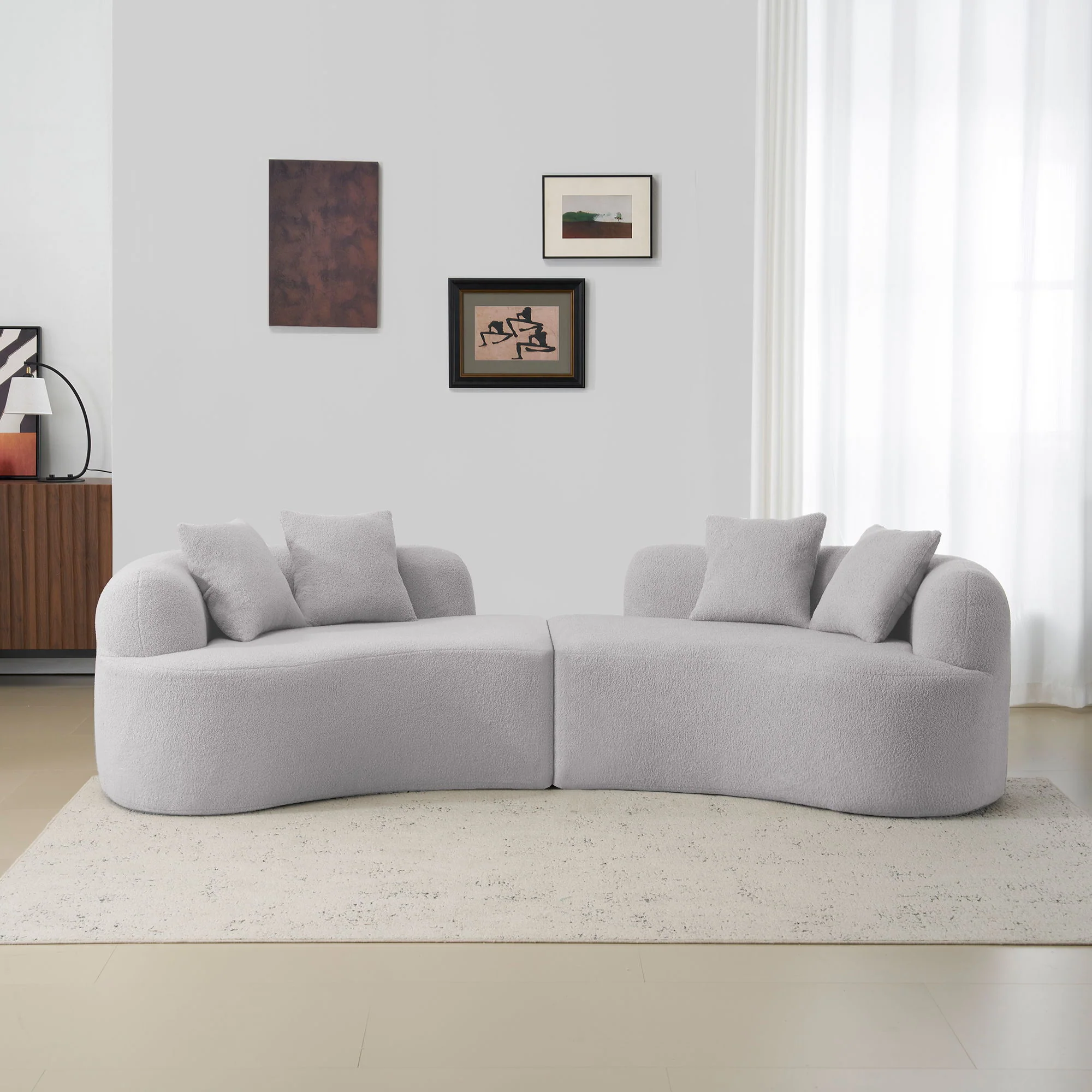 Curved 4 Seater Full Compression Sponge Sofa - Image 6