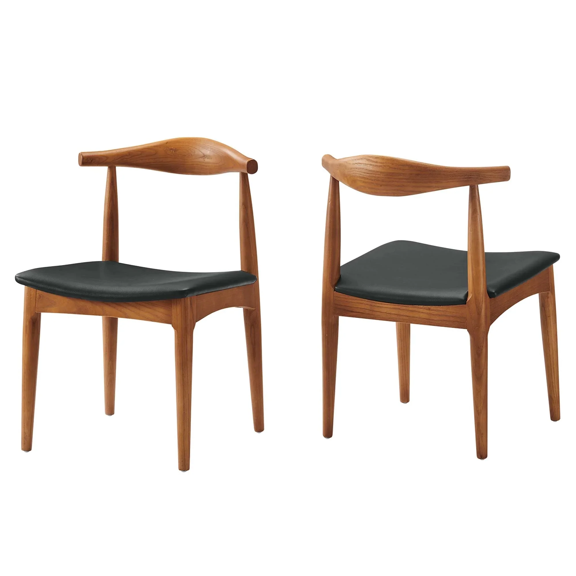 Curved Back Wood Dining Side Chair with Leatherette Seat - Image 6