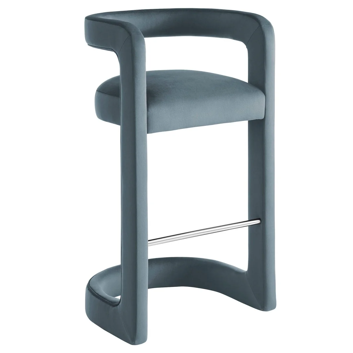 Curved Barrel Back Performance Velvet Bar Stool - Image 6