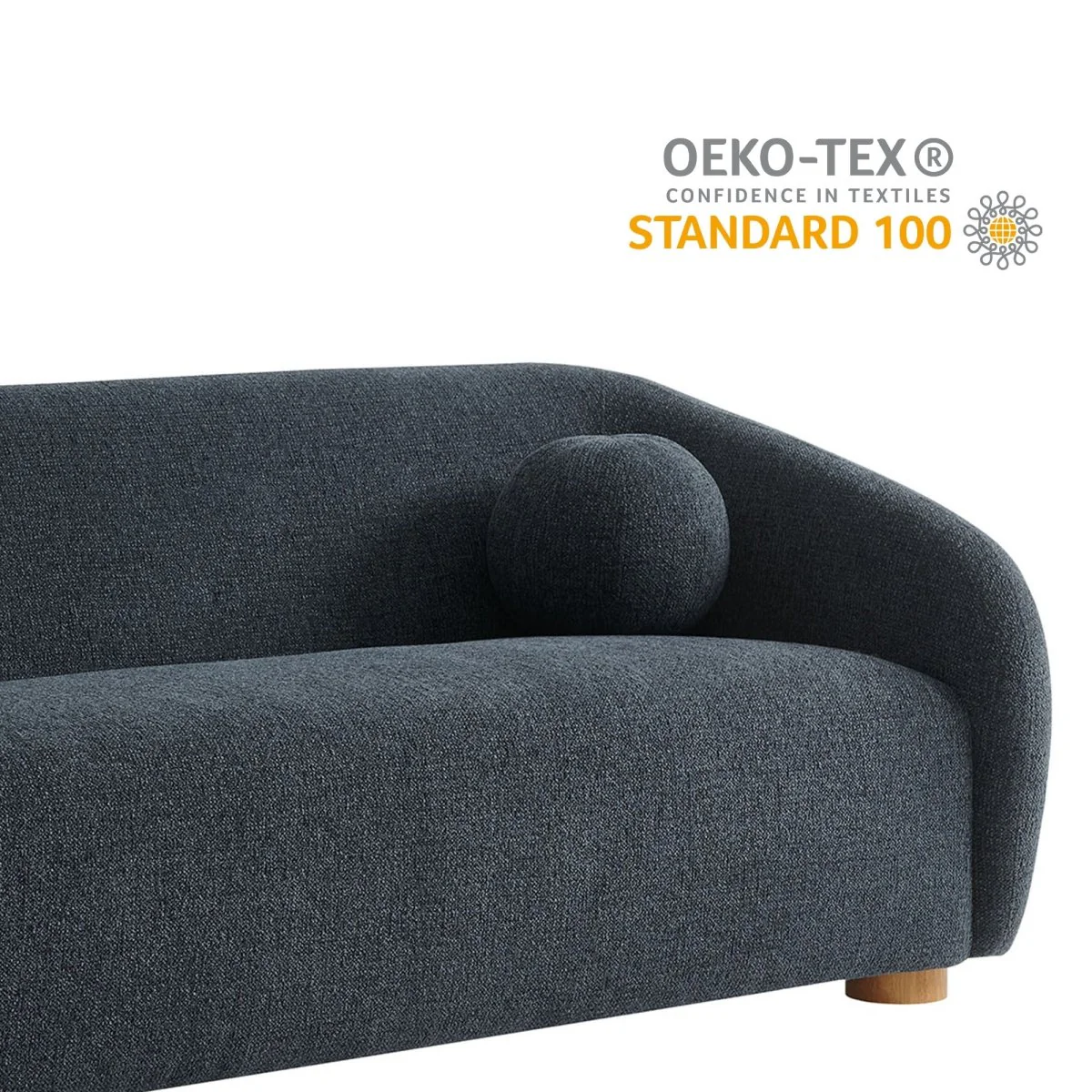 Curved Chenille Fabric Sofa with Deep Seating - Image 9