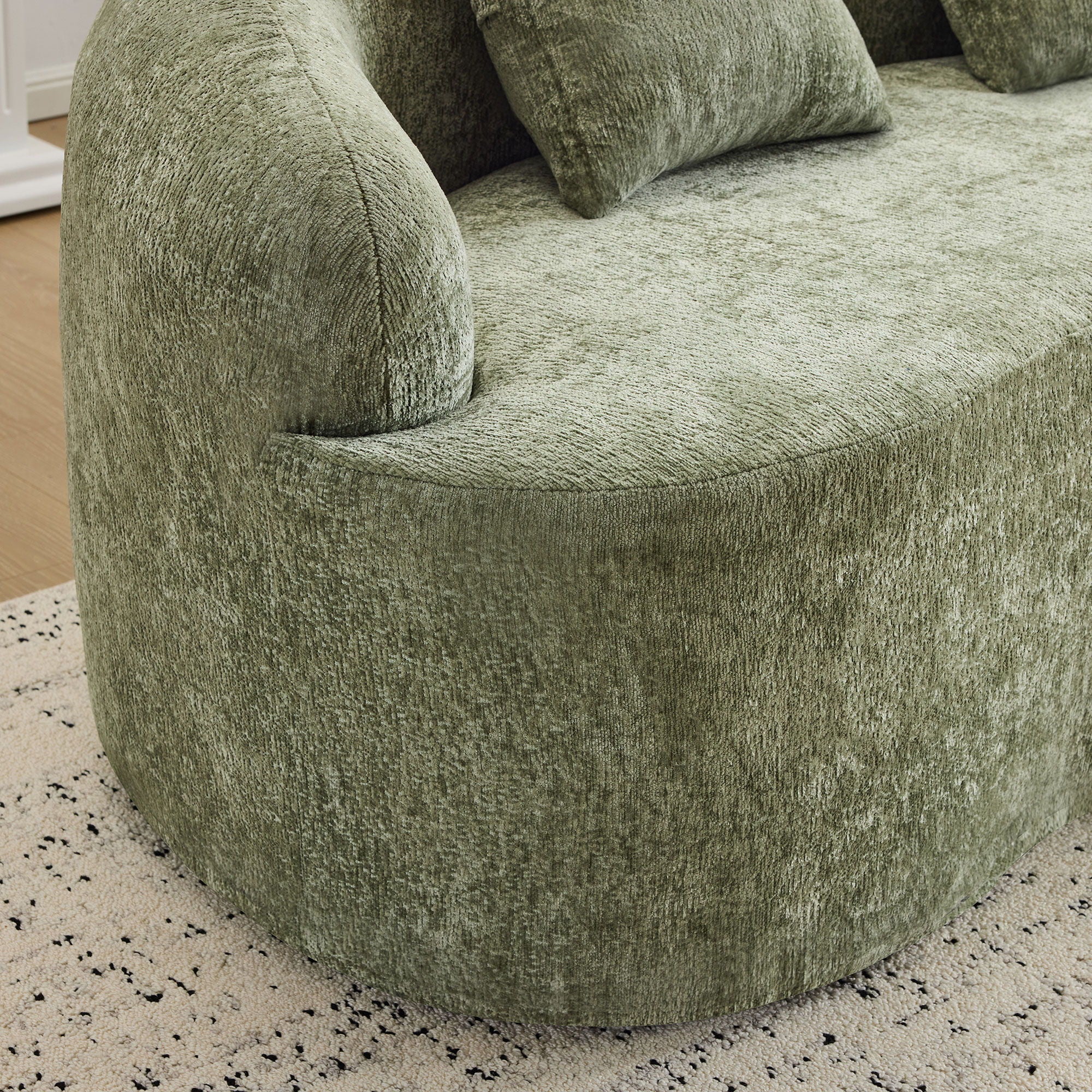 Curved Loveseat Sofa With Round Armrest - Image 18