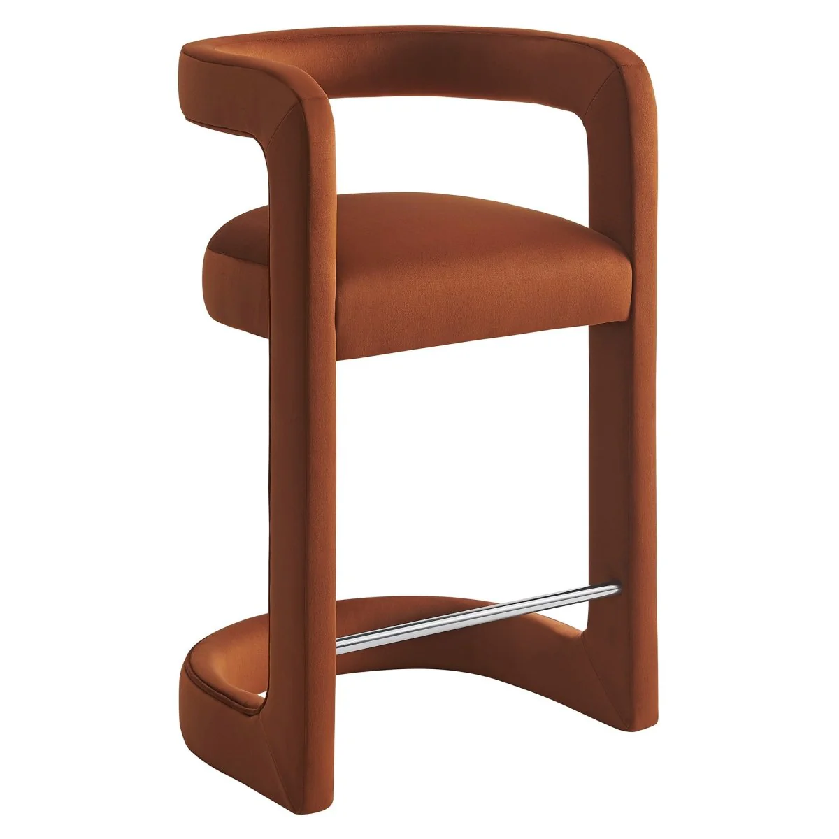 Curved Performance Velvet Counter Stool - Image 16