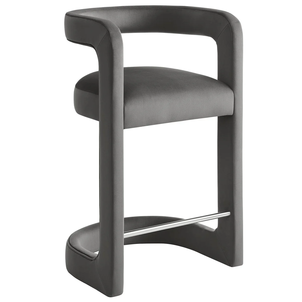 Curved Performance Velvet Counter Stool - Image 21