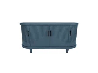 Curved Sideboard Console Cabinet with 4 Doors and Storage Shelves 47x32in Blue - Image 5