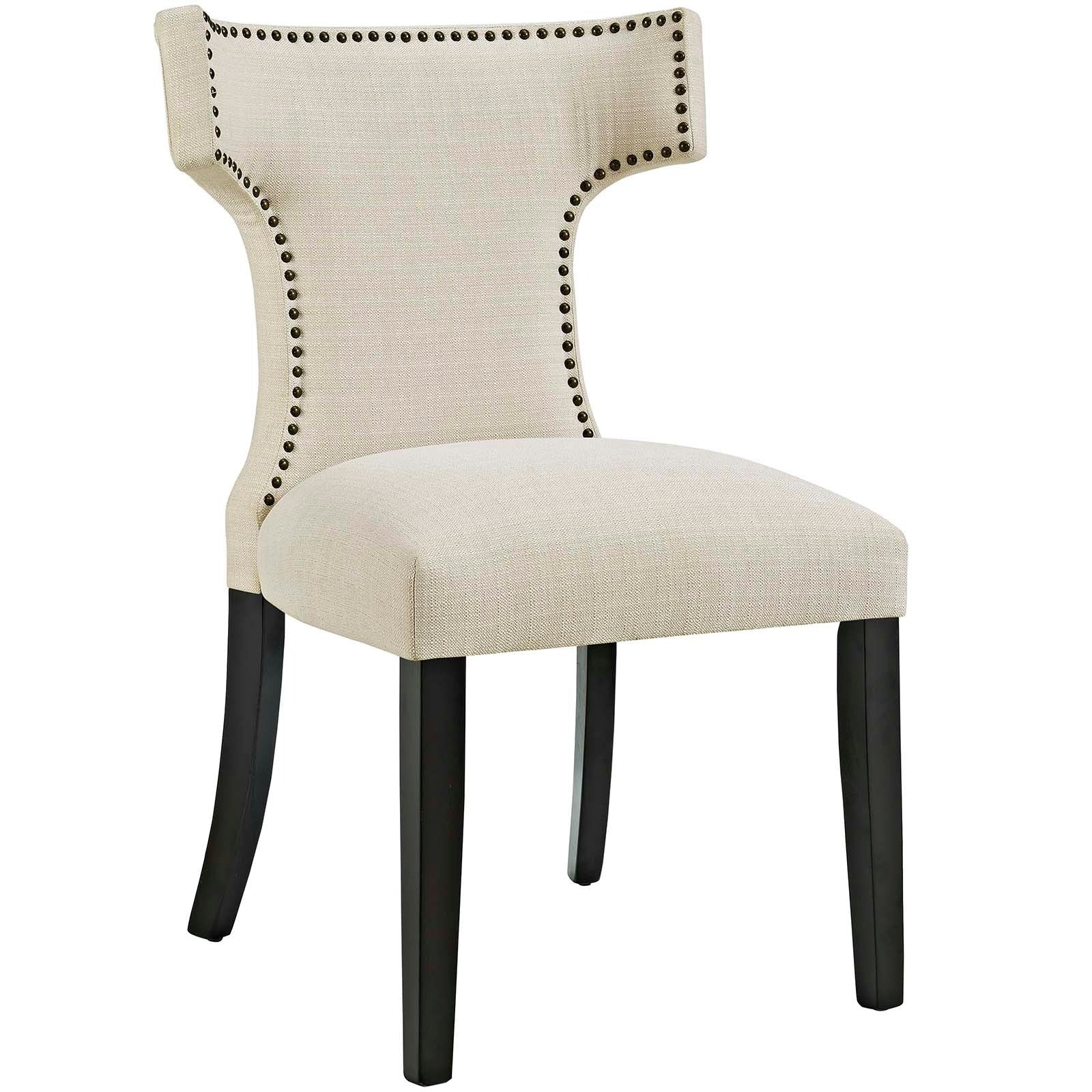 Curved Upholstered Fabric Dining Side Chairs Set of 2 - Image 12
