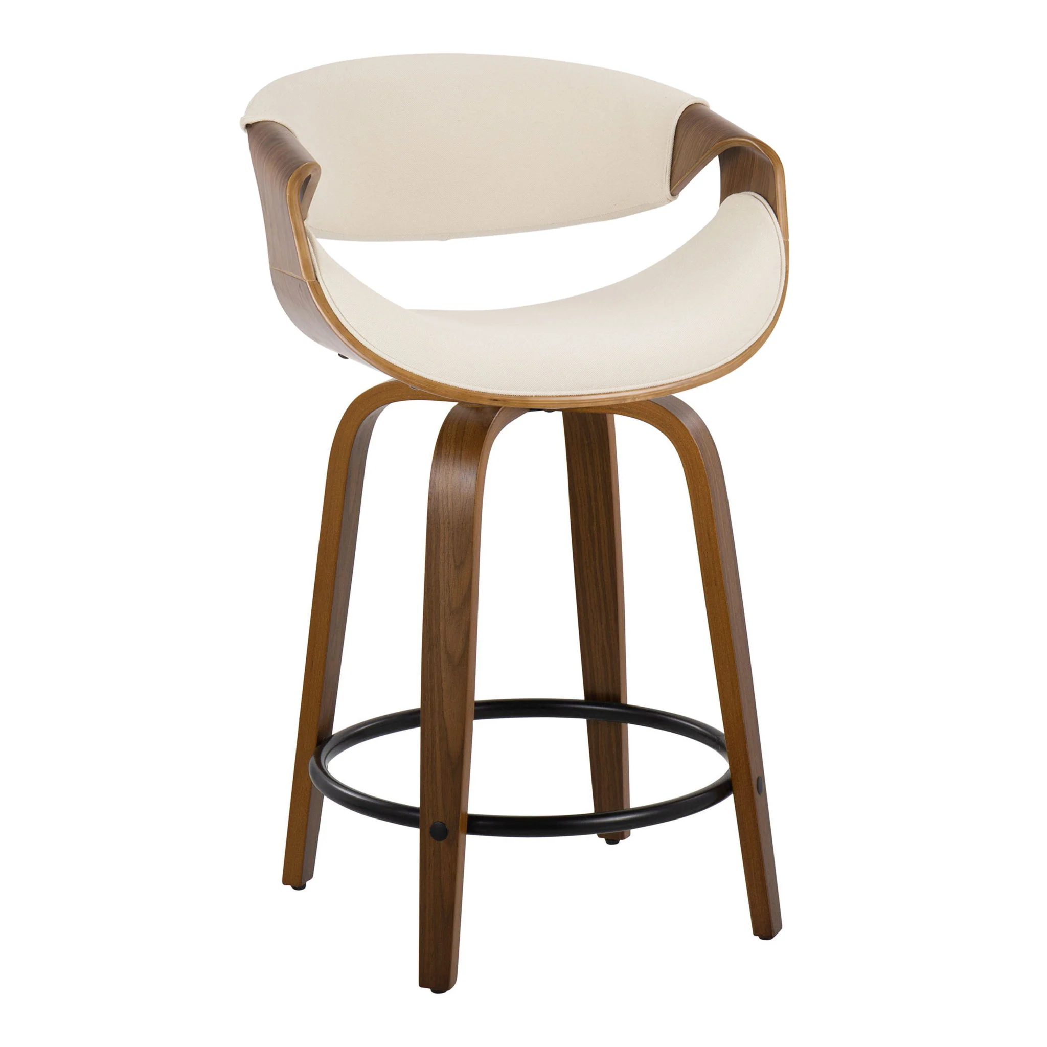 Curvini Mid - Century Modern Fixed Height Counter Stool With Swivel (Set of 2) - Image 9