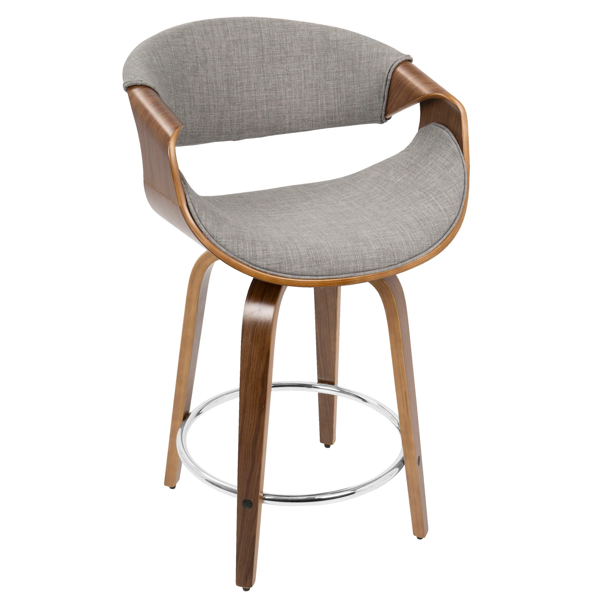 Curvini - Mid-Century Modern Fixed Height Counter Stool With Swivel (Set of 2) - Gray - Image 5