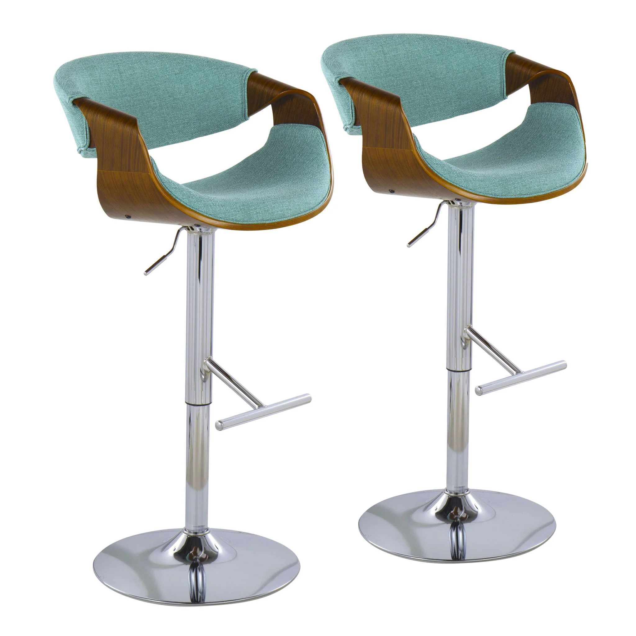 Curvo - Mid Century Modern Adjustable Barstool With Swivel With Straight T Footrest - Image 3