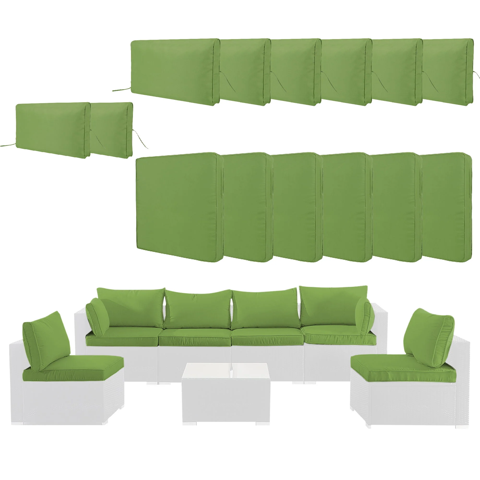 Cushion Covers For 7 Piece Wicker Sectional Sofa, 14 Pack Seat And Back Slipcovers With Zipper - Image 15
