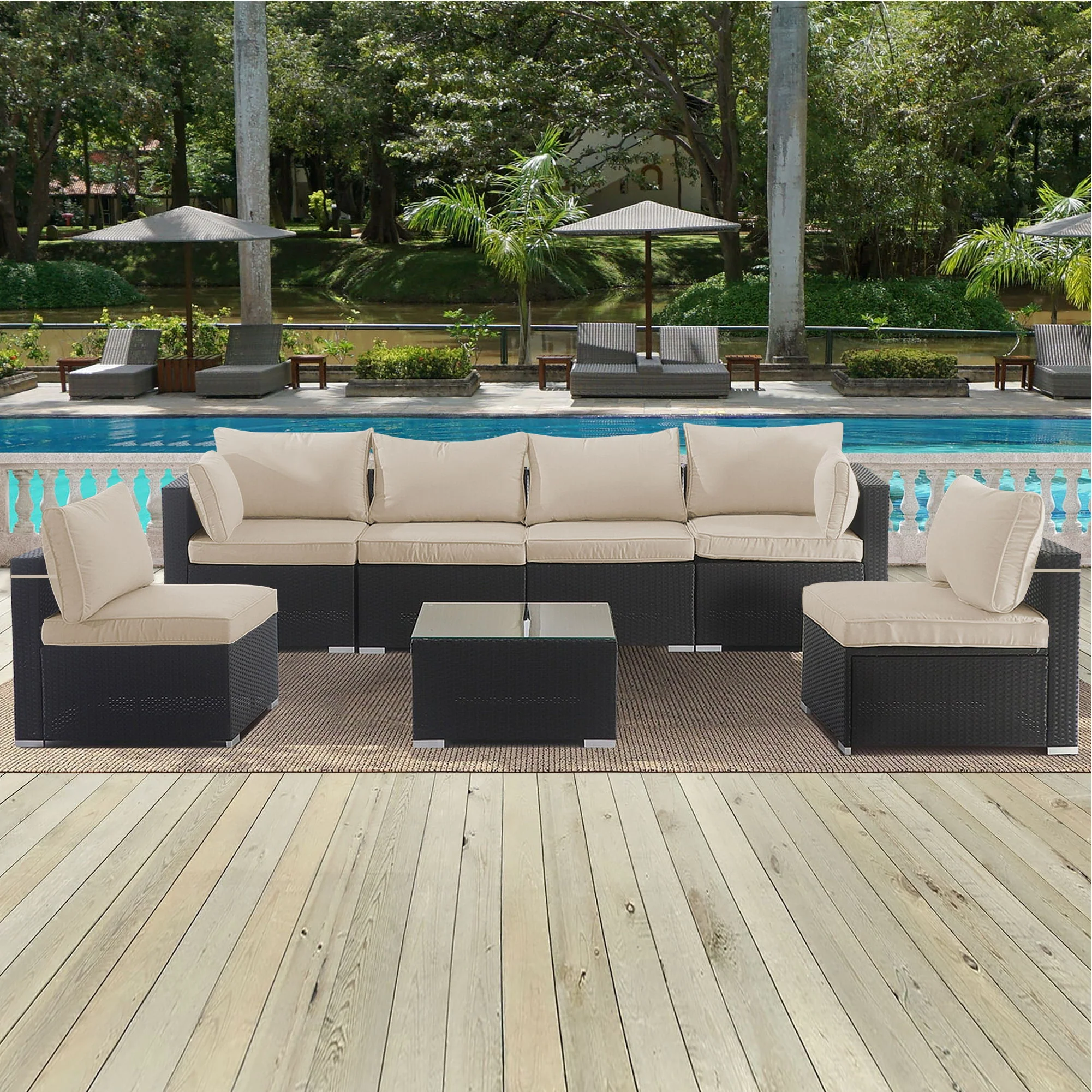 Cushion Covers For 7 Piece Wicker Sectional Sofa, 14 Pack Seat And Back Slipcovers With Zipper - Image 28