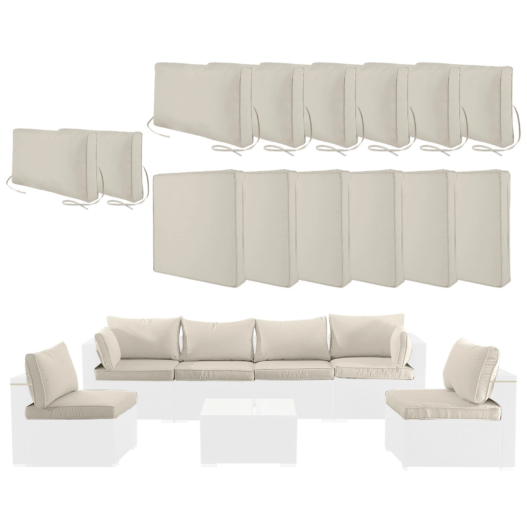 Cushion Covers For 7 Piece Wicker Sectional Sofa, 14 Pack Seat And Back Slipcovers With Zipper - Image 31