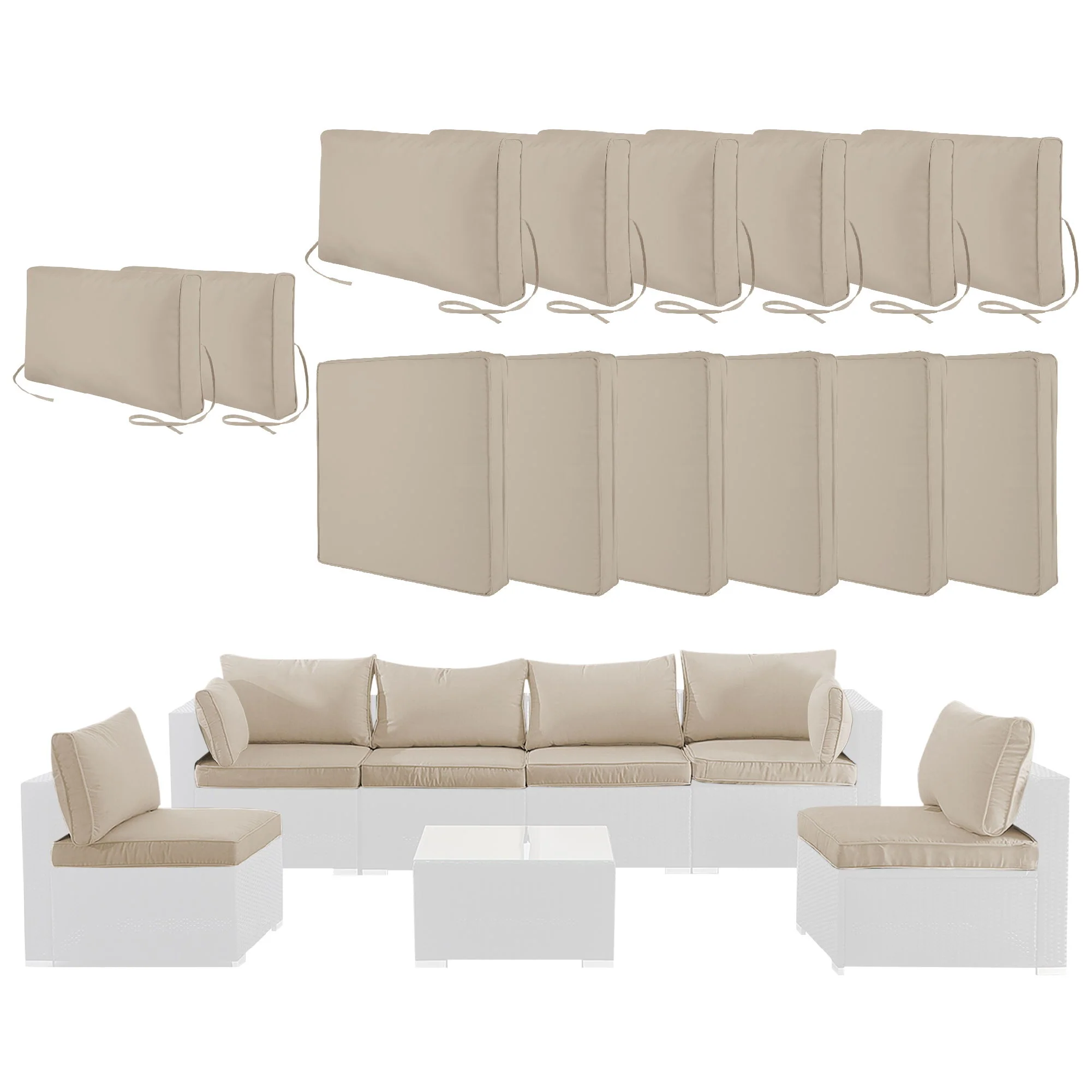 Cushion Covers For 7 Piece Wicker Sectional Sofa, 14 Pack Seat And Back Slipcovers With Zipper - Image 9