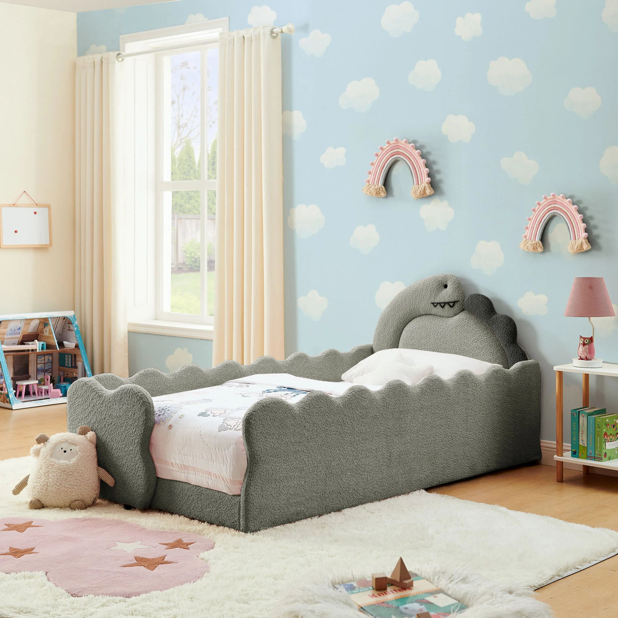 Cute Dinosaur Shaped Bed With Safety Guardrail, Toddler Frame - Image 39