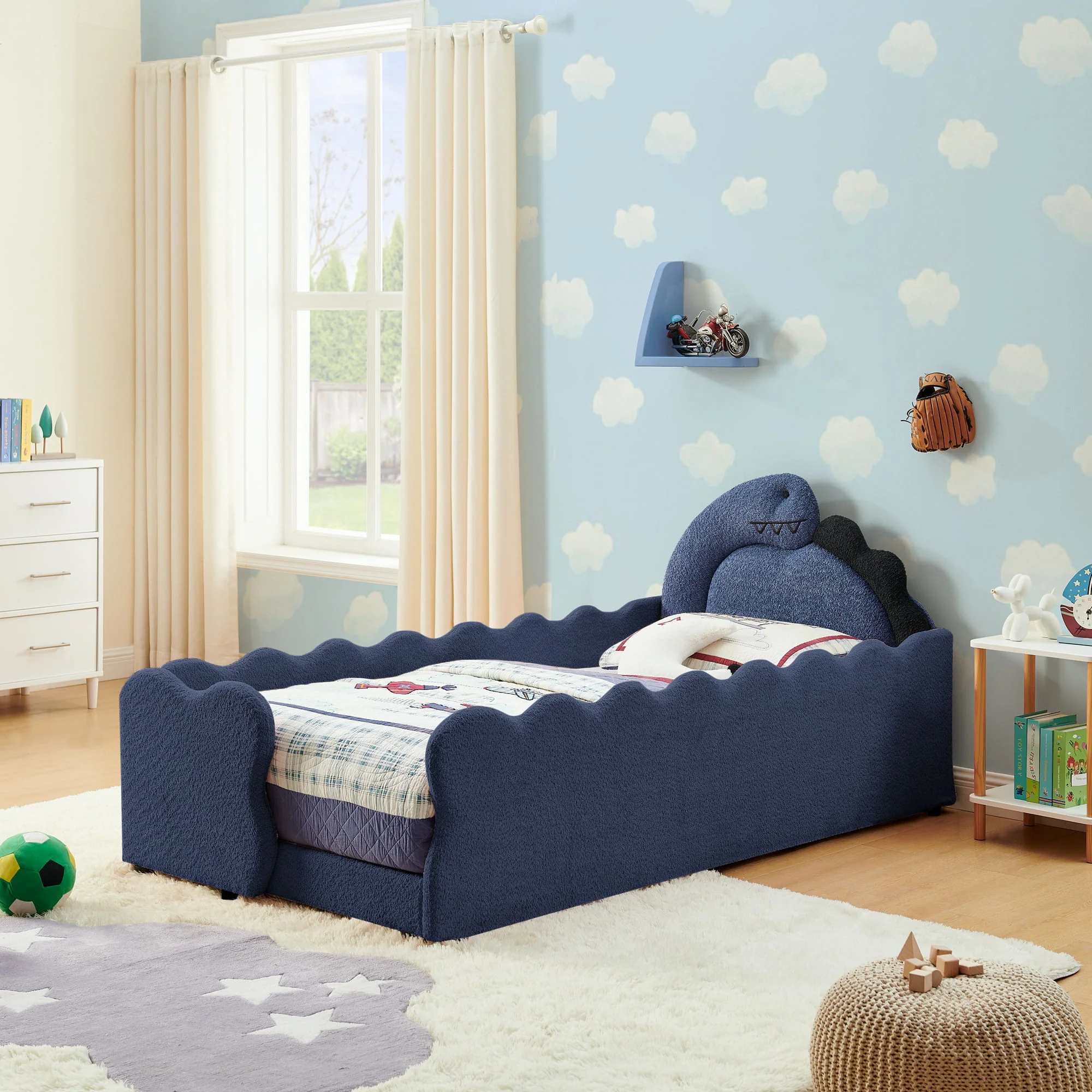 Cute Dinosaur Shaped Bed With Safety Guardrail, Toddler Frame - Image 40