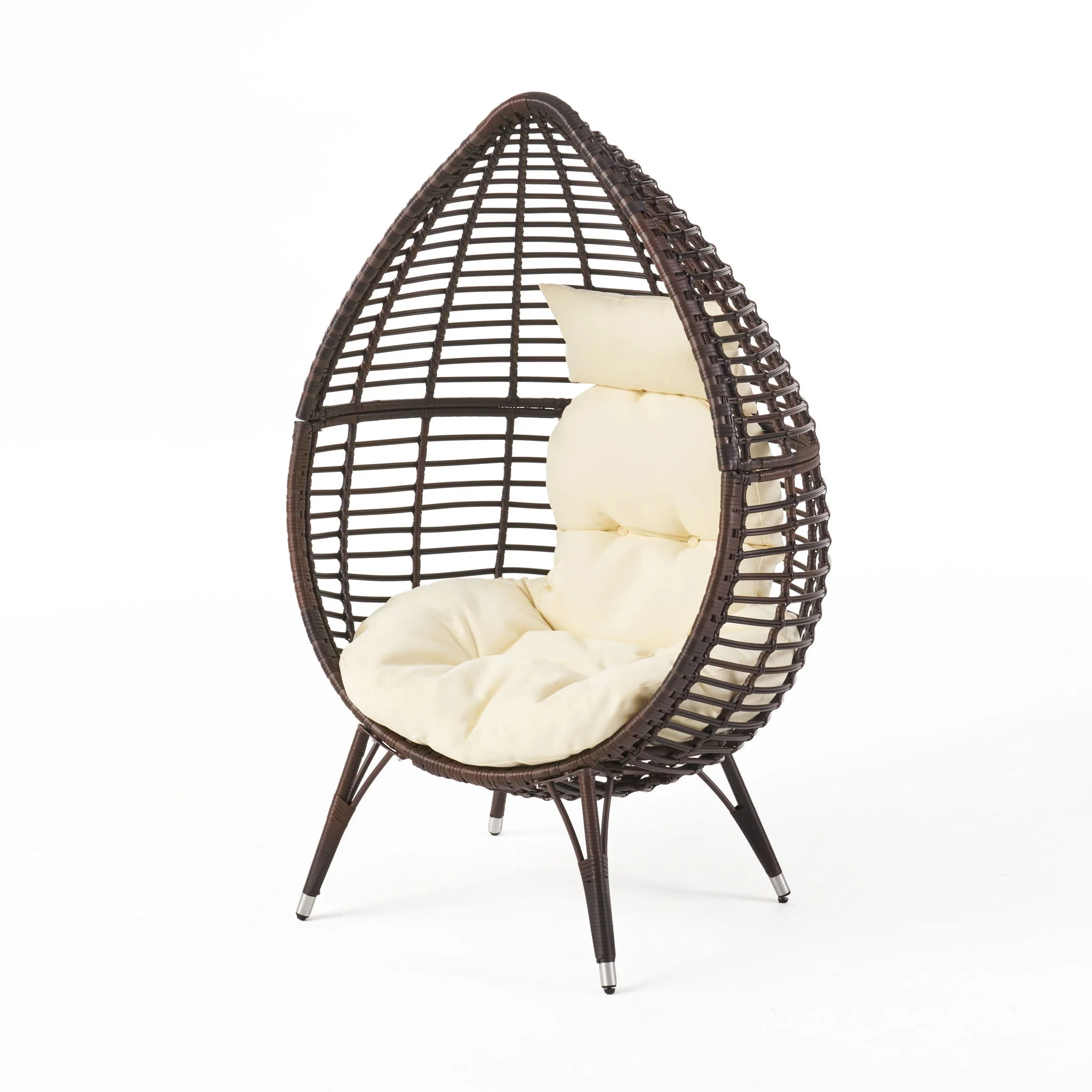 Cutter Teardrop Patio Chair With Water Resistant Cushion - Multi / Brown / Beige - Image 5