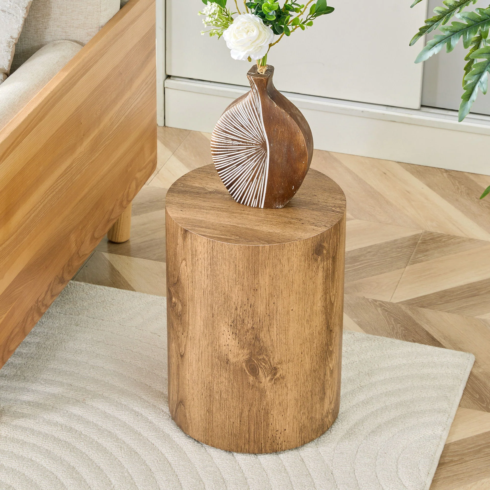 Cylindrical End Coffee Table, Living Room Furniture - Wood - Image 3
