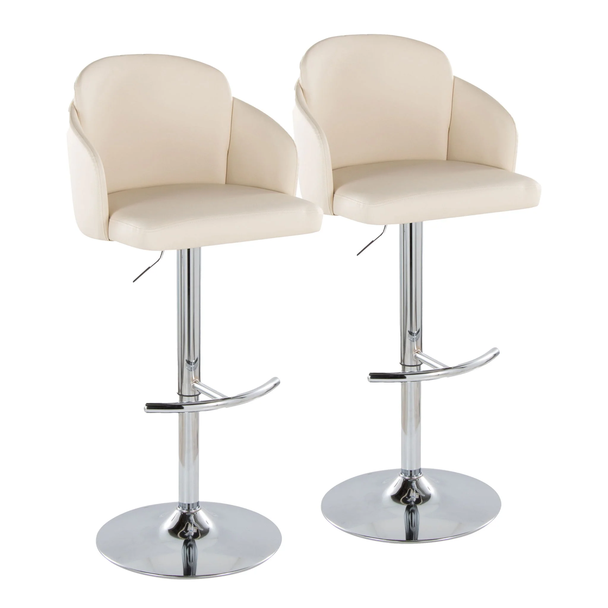 Dahlia - Contemporary Adjustable Barstool With Swivel With Rounded T Footrest (Set of 2) - Image 2