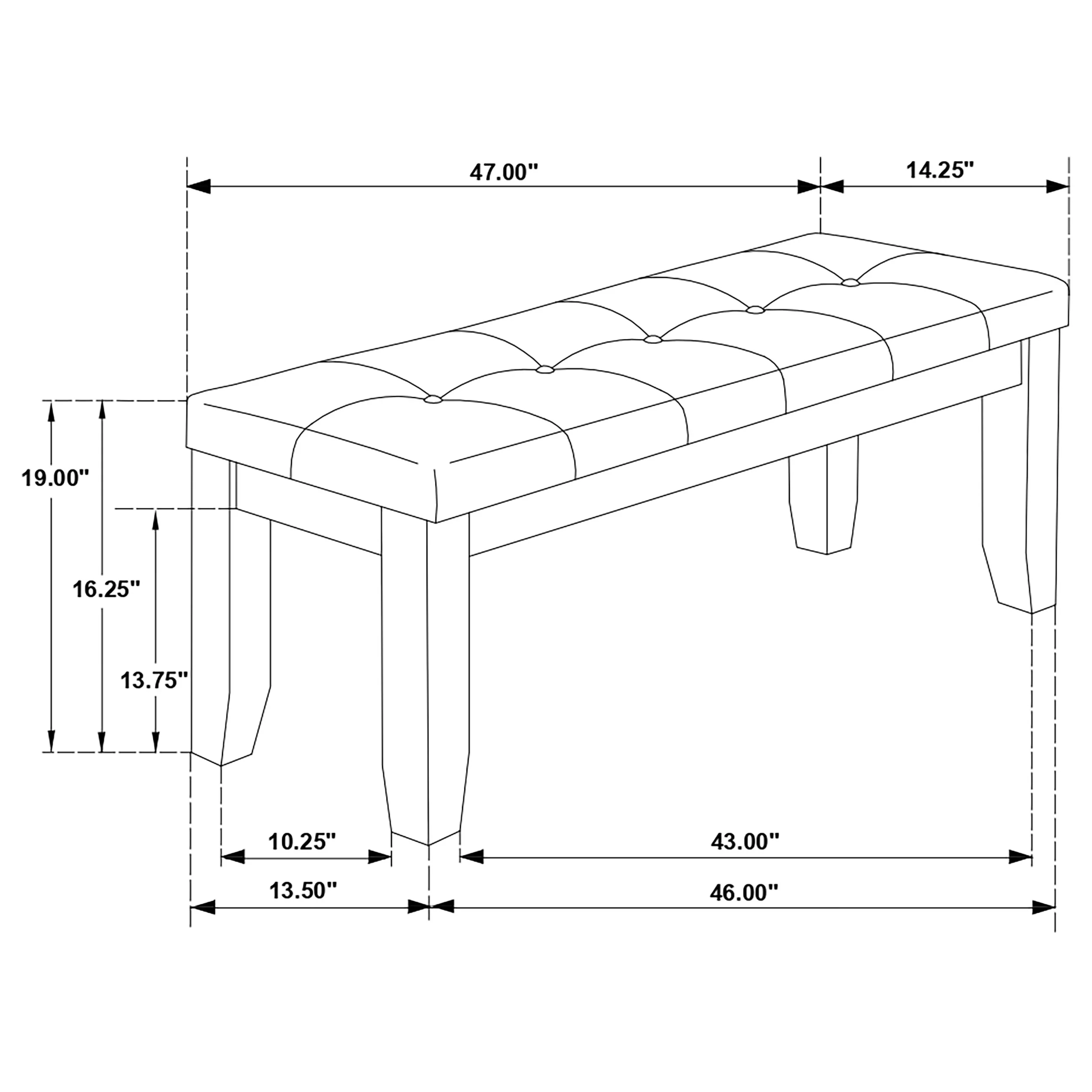 Dalila Fabric Upholstered Wood Dining Bench Dark Grey - Image 6