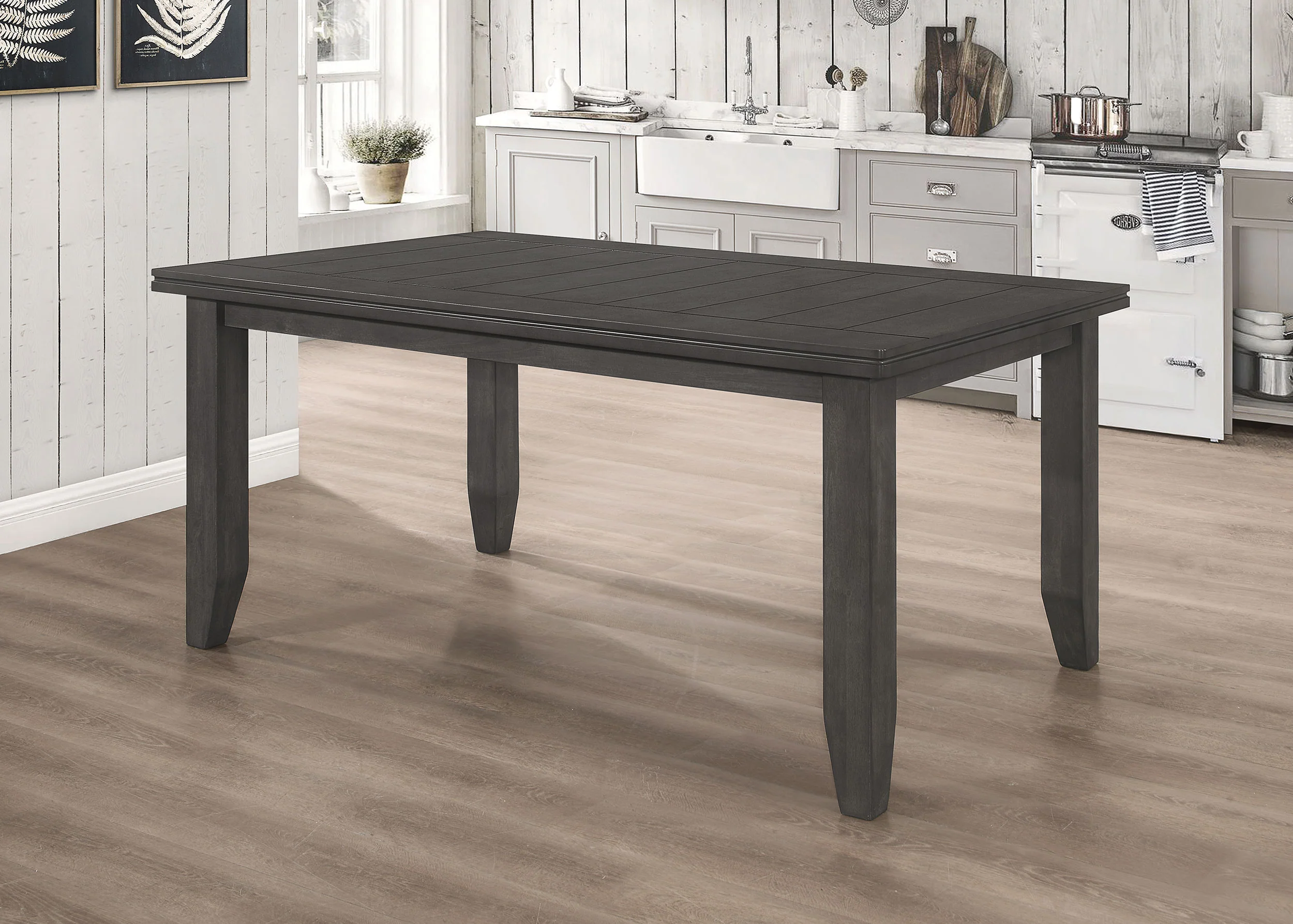 Dalila Rectangular 66-inch Wood Dining Table Dark Grey - Image 4