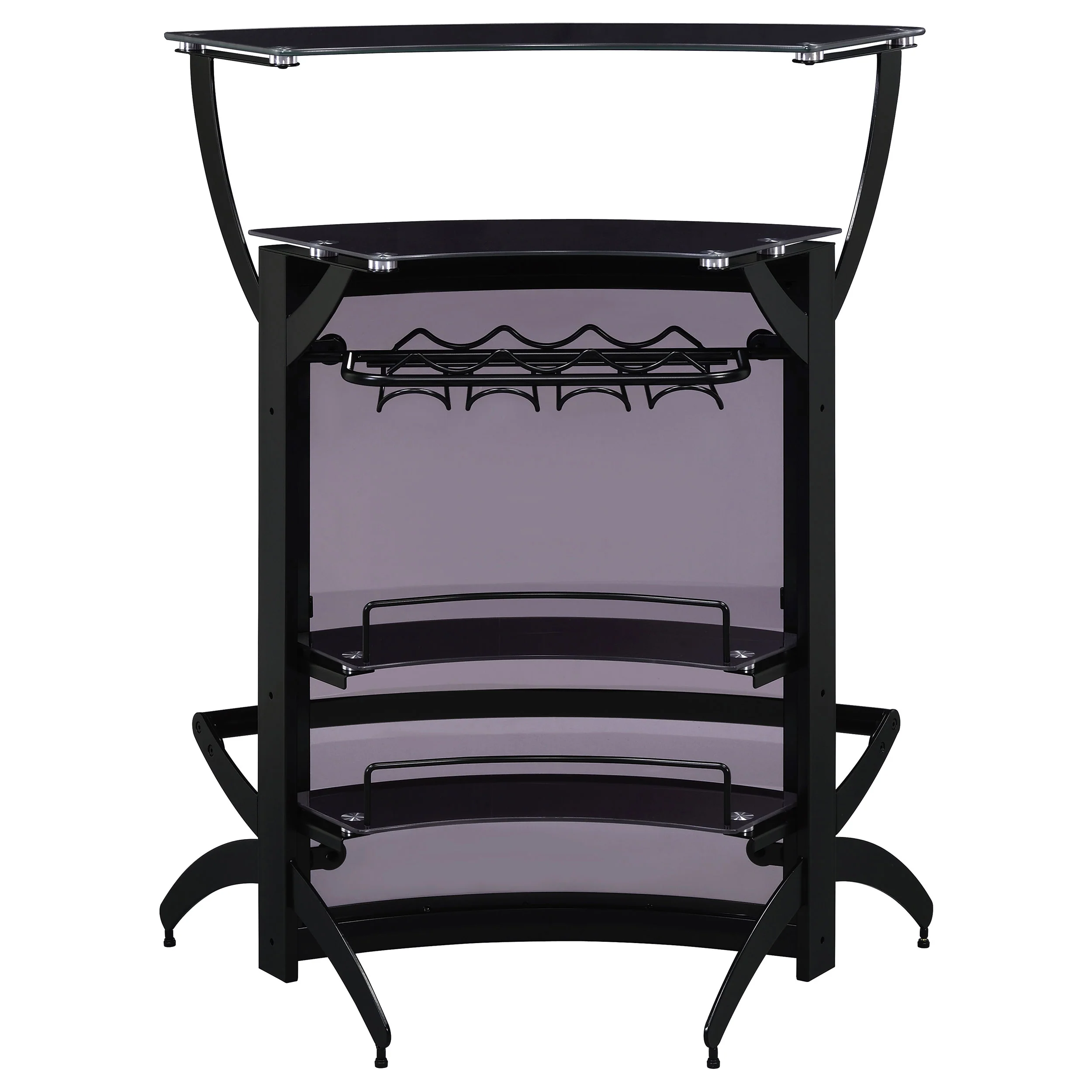 Dallas 2-Shelf Curved Black Home Bar Cabinet - Image 10