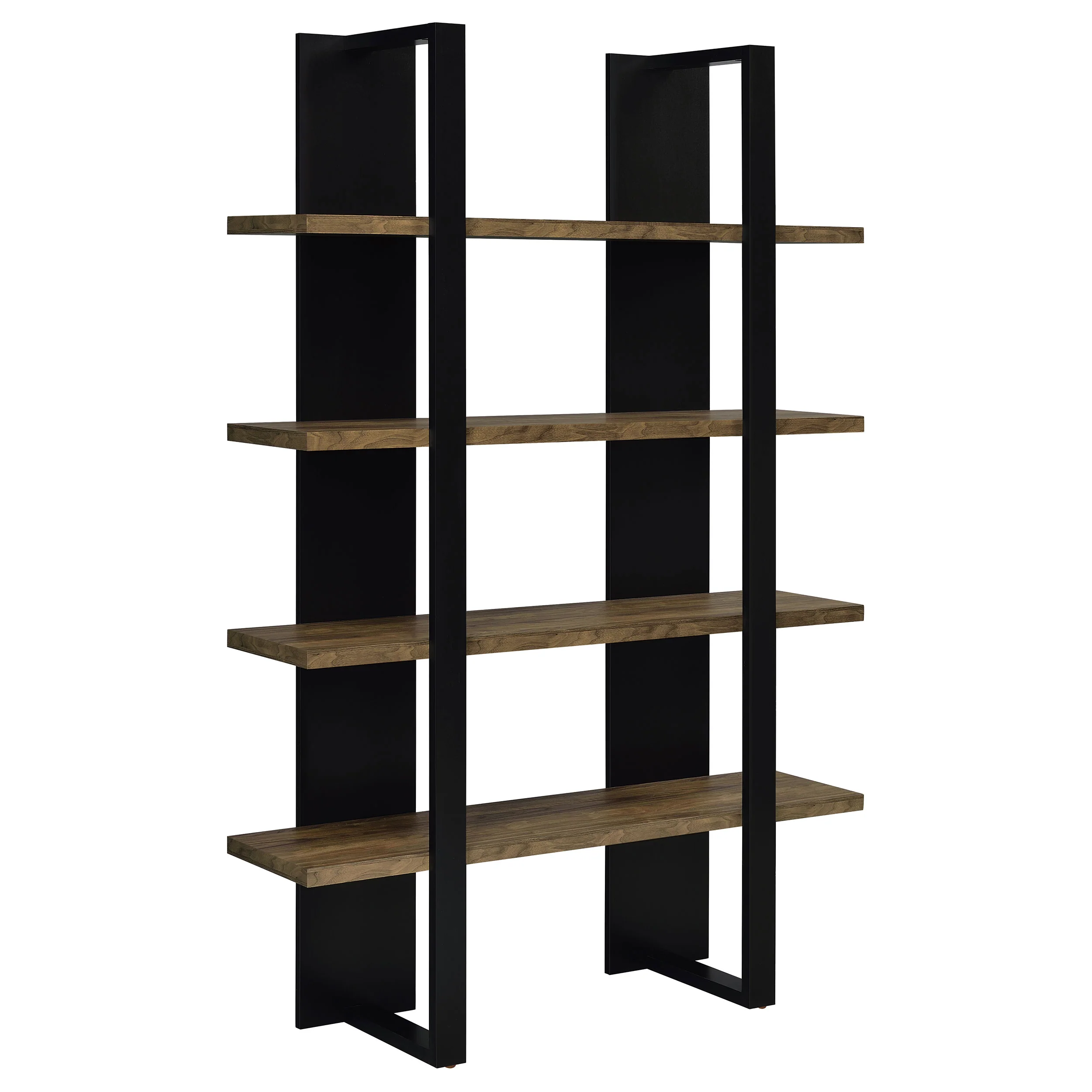 Danbrook 71-Inch 4-Shelf Bookshelf Black and Aged Walnut