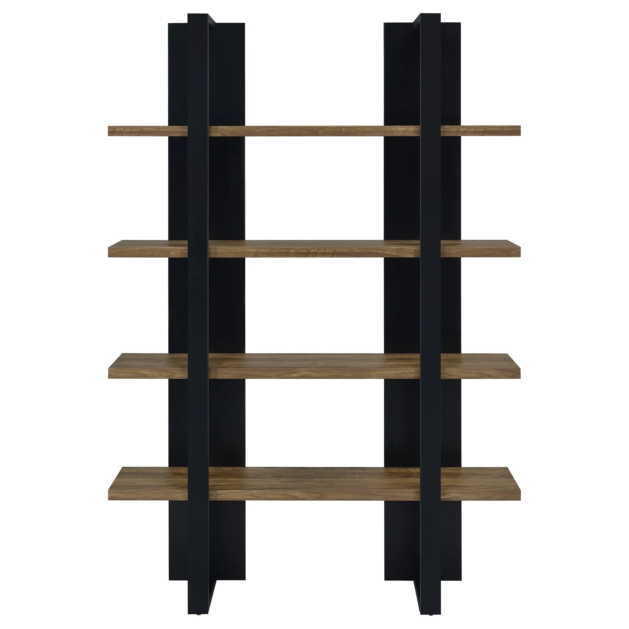 Danbrook 71-Inch 4-Shelf Bookshelf Black and Aged Walnut - Image 3