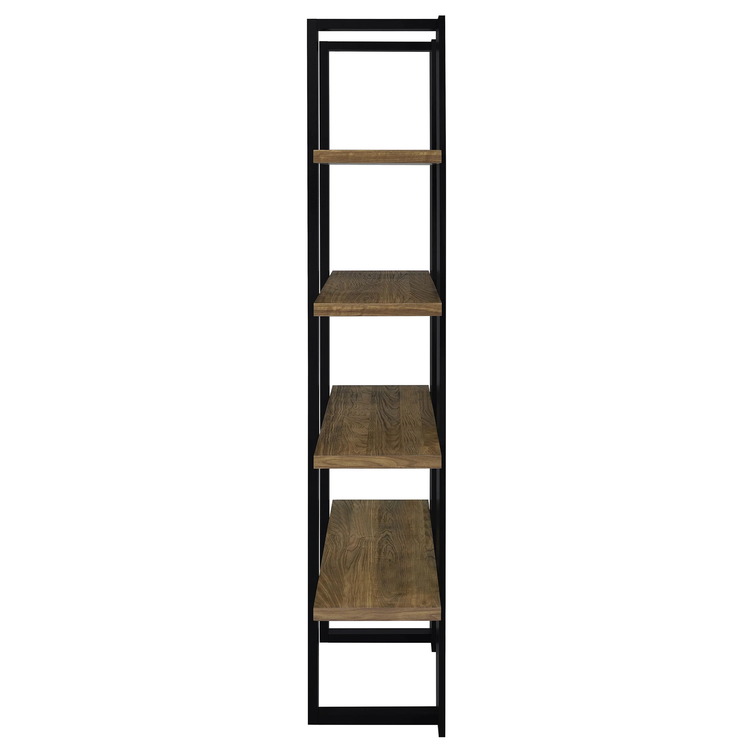 Danbrook 71-Inch 4-Shelf Bookshelf Black and Aged Walnut - Image 5