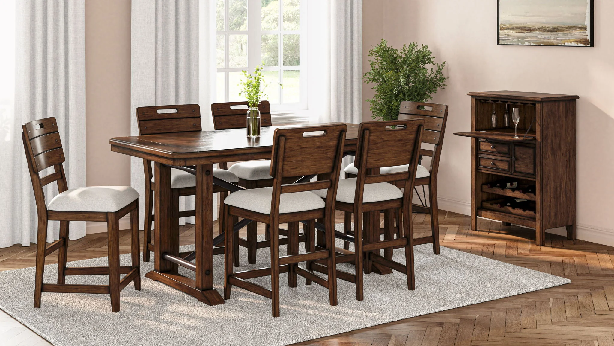 Danville - Tray Counter Chair (Set of 2) - Spice Brown / Pearl Silver - Image 3