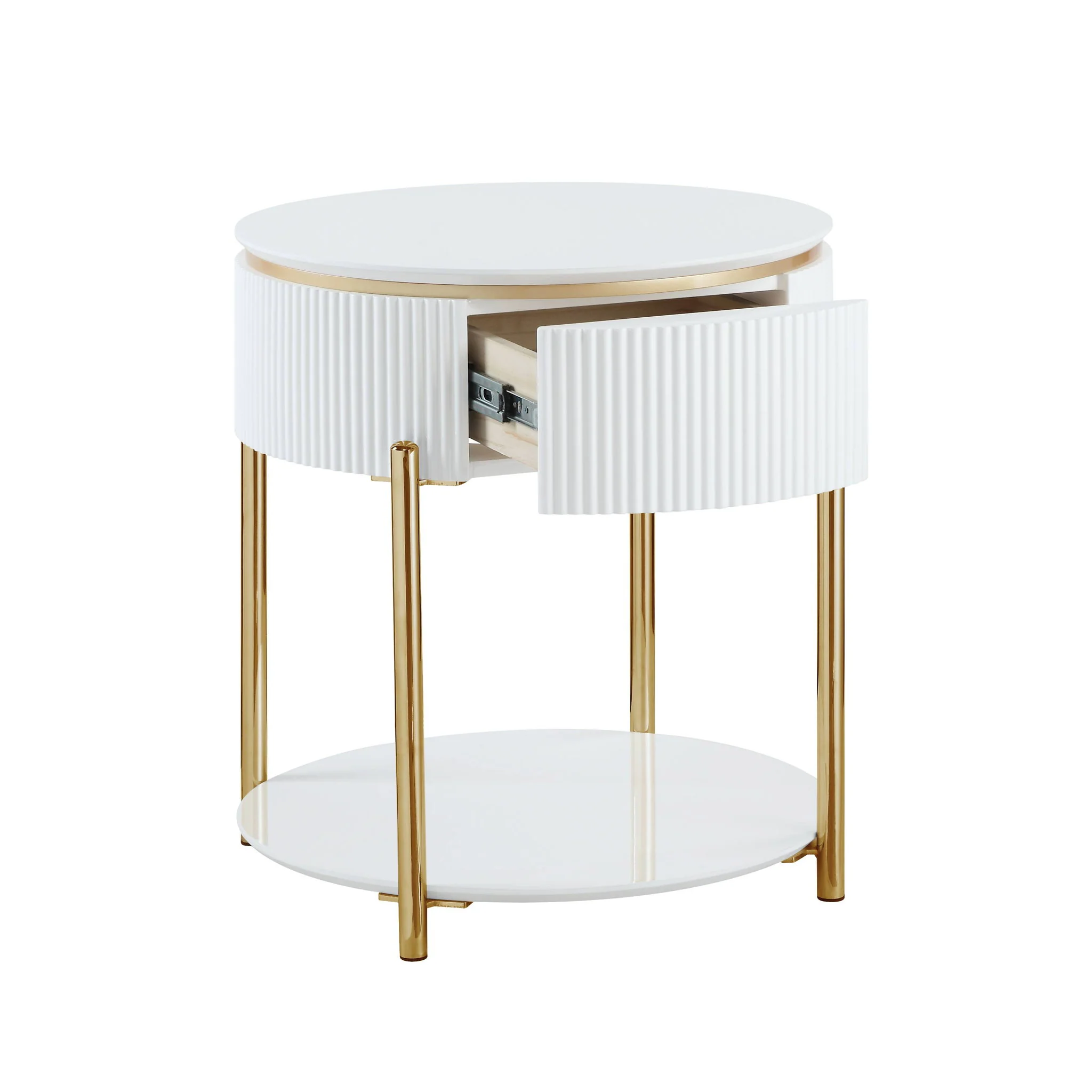 Daveigh - High Gloss End Table - Gold / White - Image 5