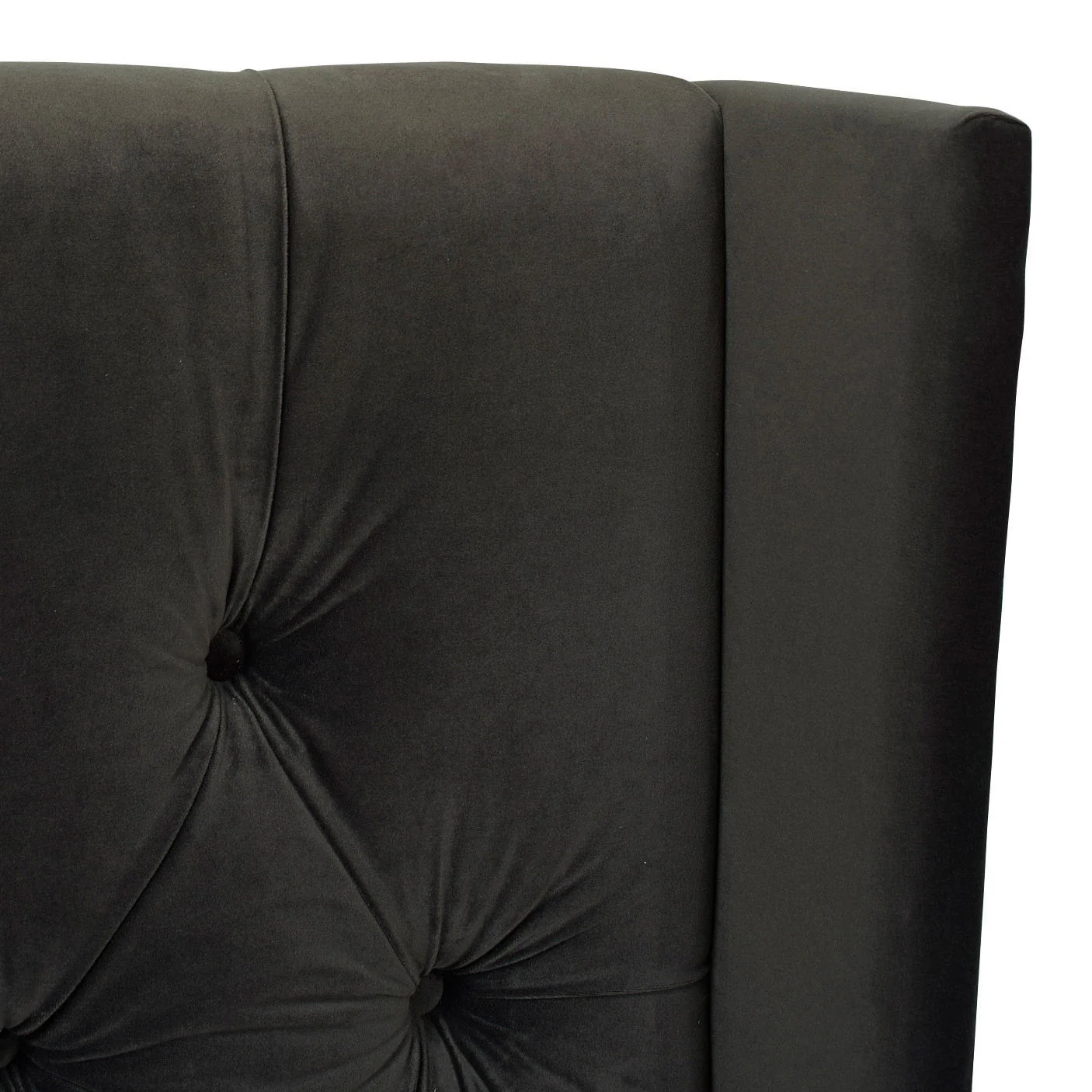 David - King Tufted Wingback Bed - Dark Charcoal Gray - Image 2