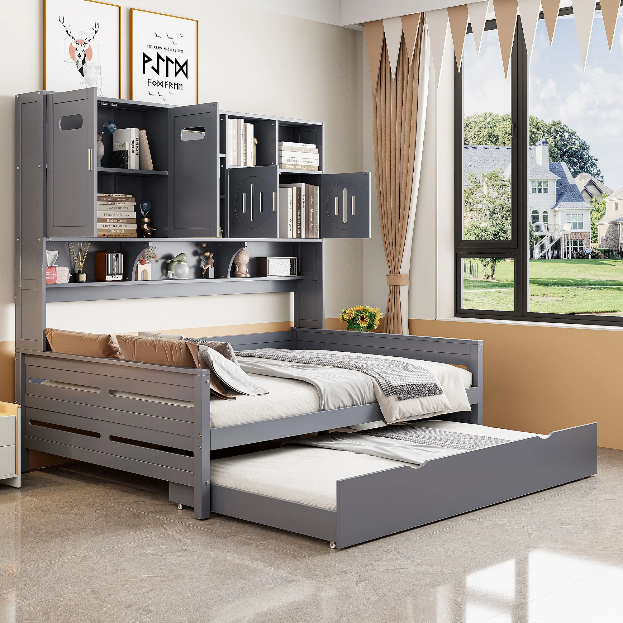 Daybed With All-In-One Cabinet And Shelf - Image 67