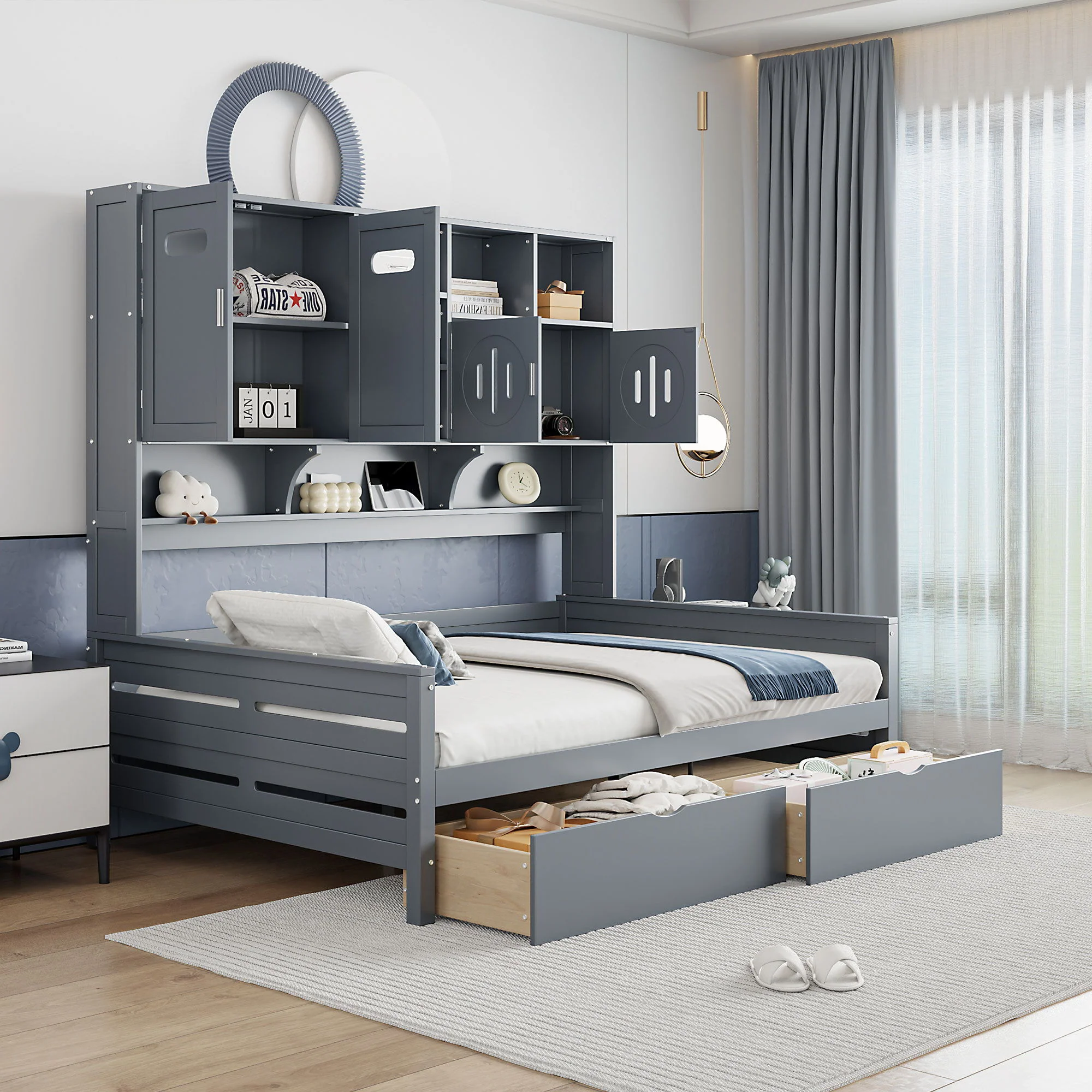 Daybed With All-In-One Cabinet And Shelf - Image 83