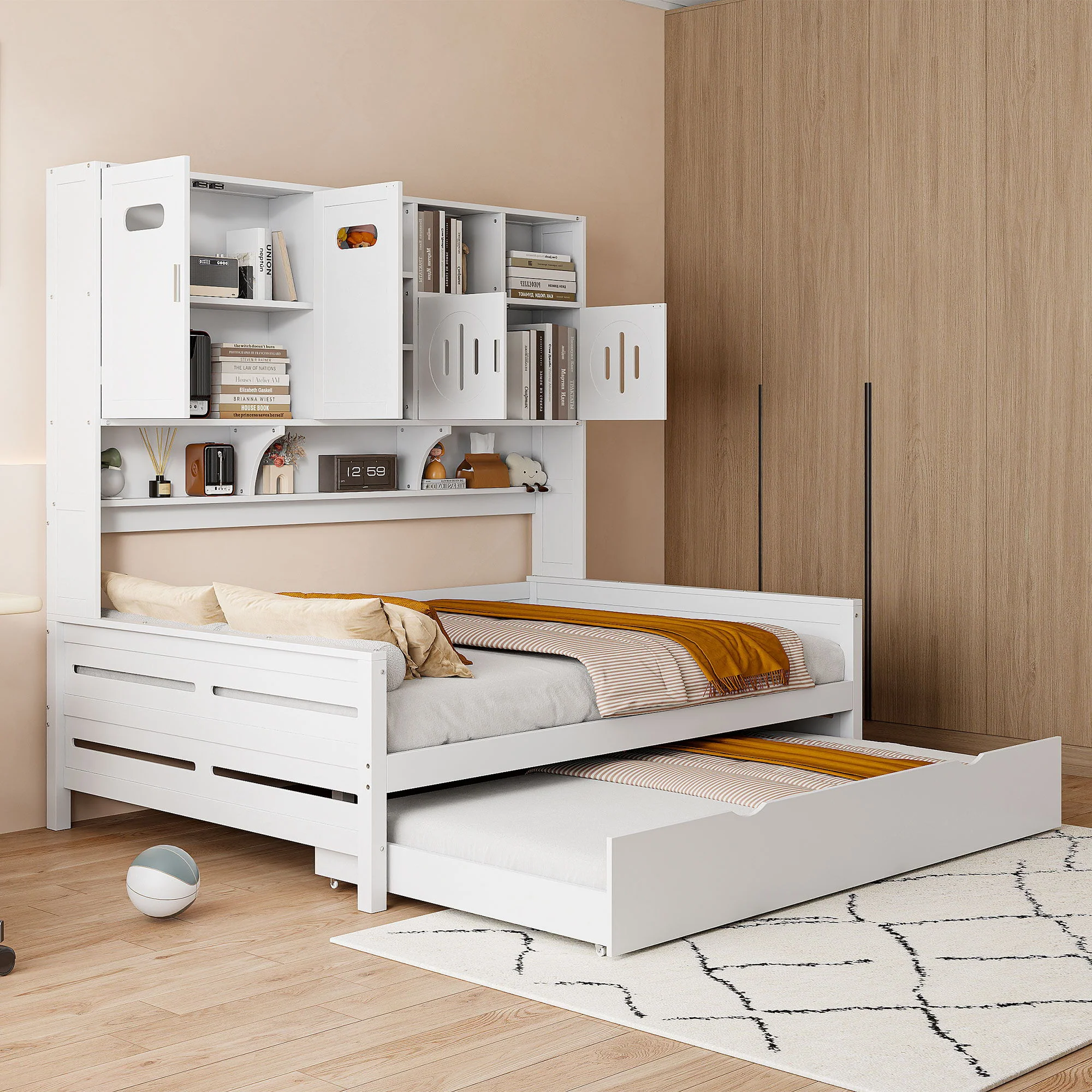Daybed With All-In-One Cabinet And Shelf - Image 88