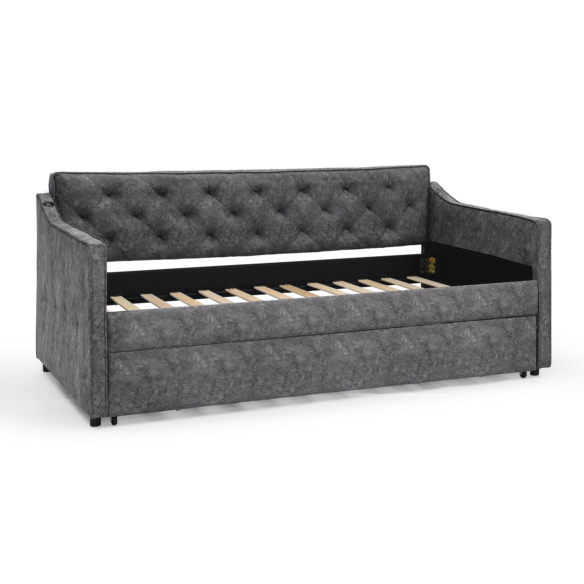 Daybed With Pop Up Trundle And USB Charging Armrest - Image 5