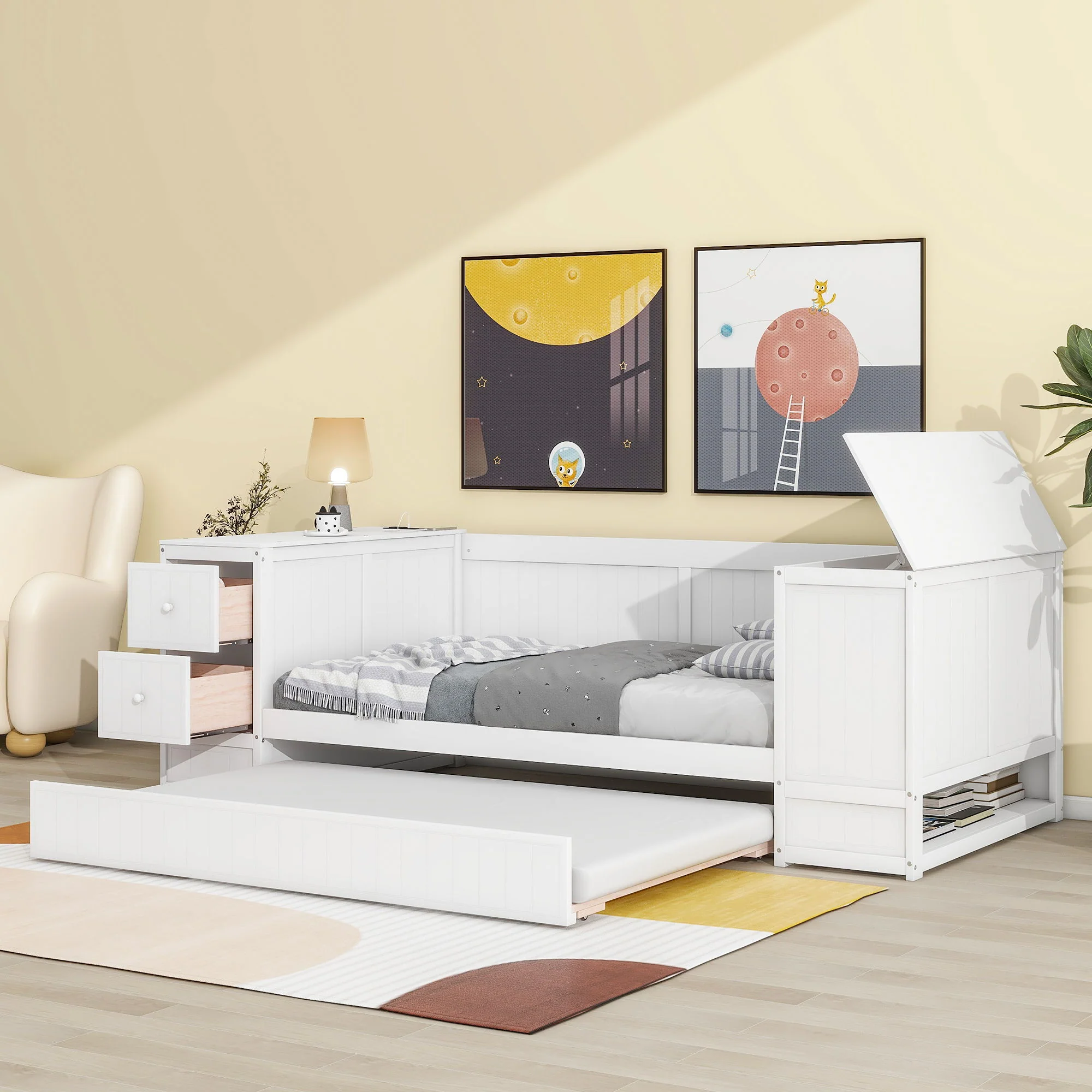 Daybed With Storage Arms, Trundle And Charging Station - Image 8