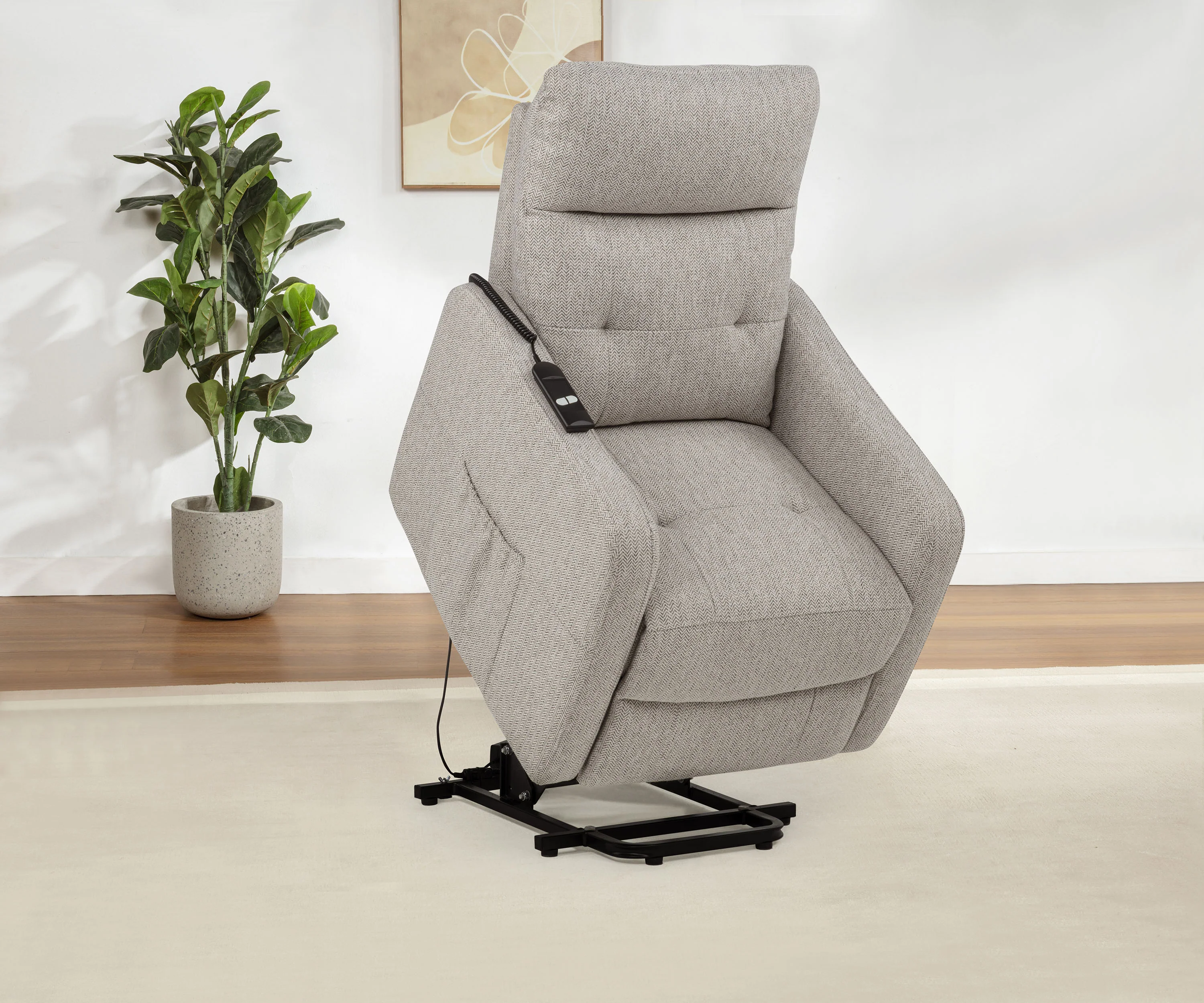 Dayes Upholstered Power Lift Recliner Chair Taupe - Image 5