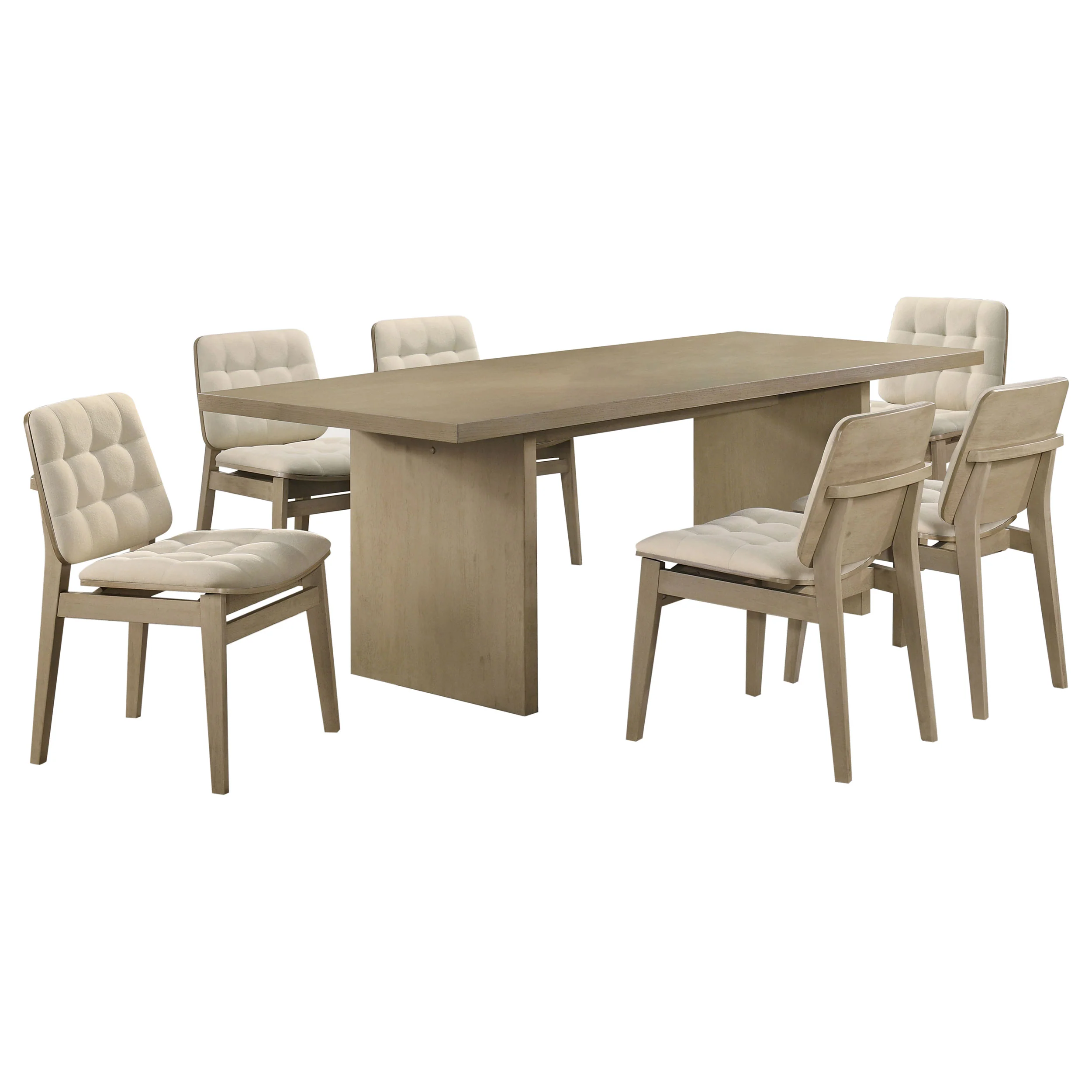 Decker 7-Piece 82-Inch Dining Set, Natural Oak and Cream - Image 5