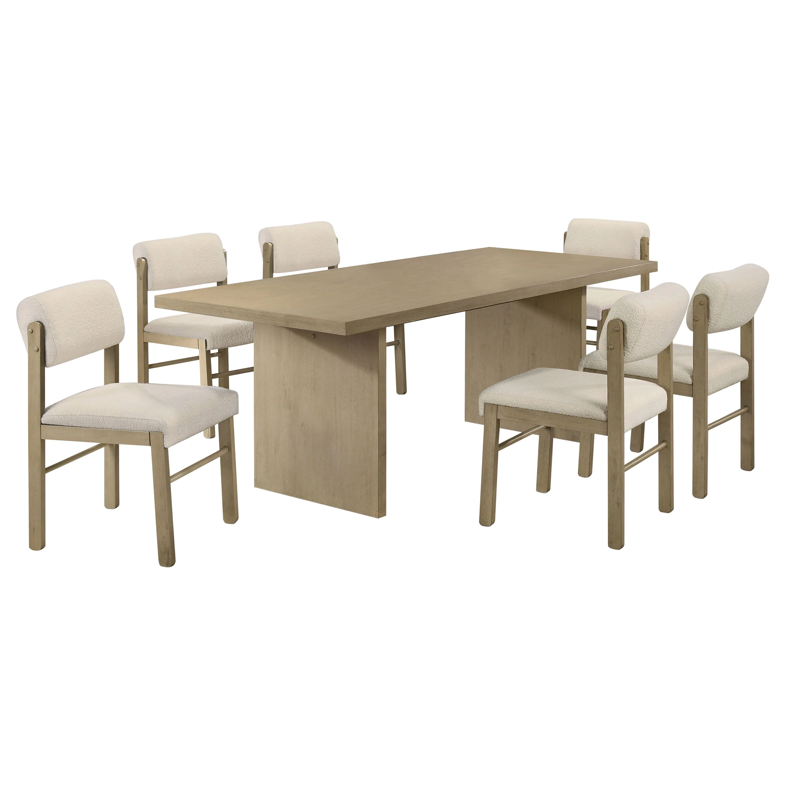 Decker 7-Piece 82-Inch Dining Set, Natural Oak and Cream - Image 5