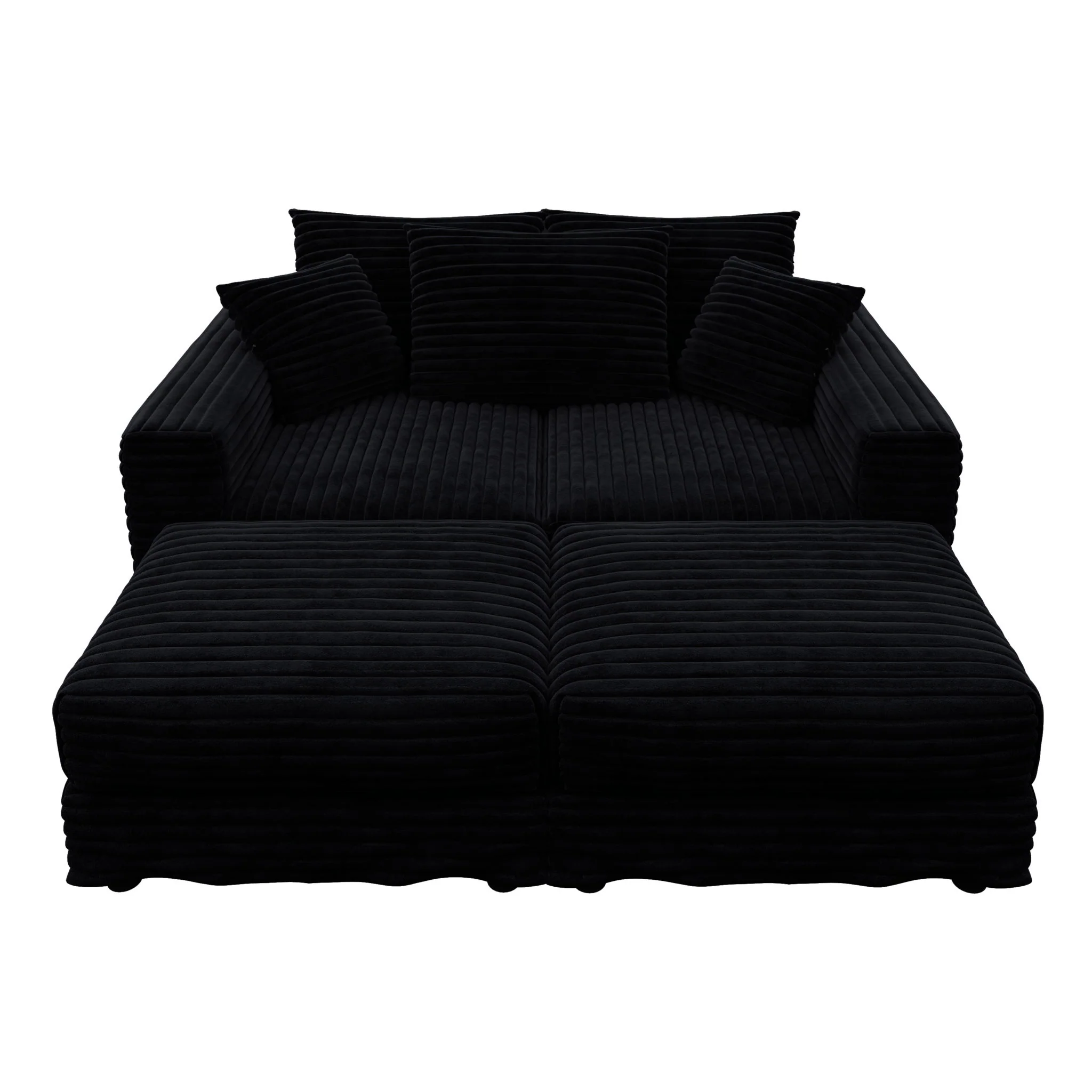 Deep Seat Convertible Sofa With Soft Pillows And Ottomans - Image 80