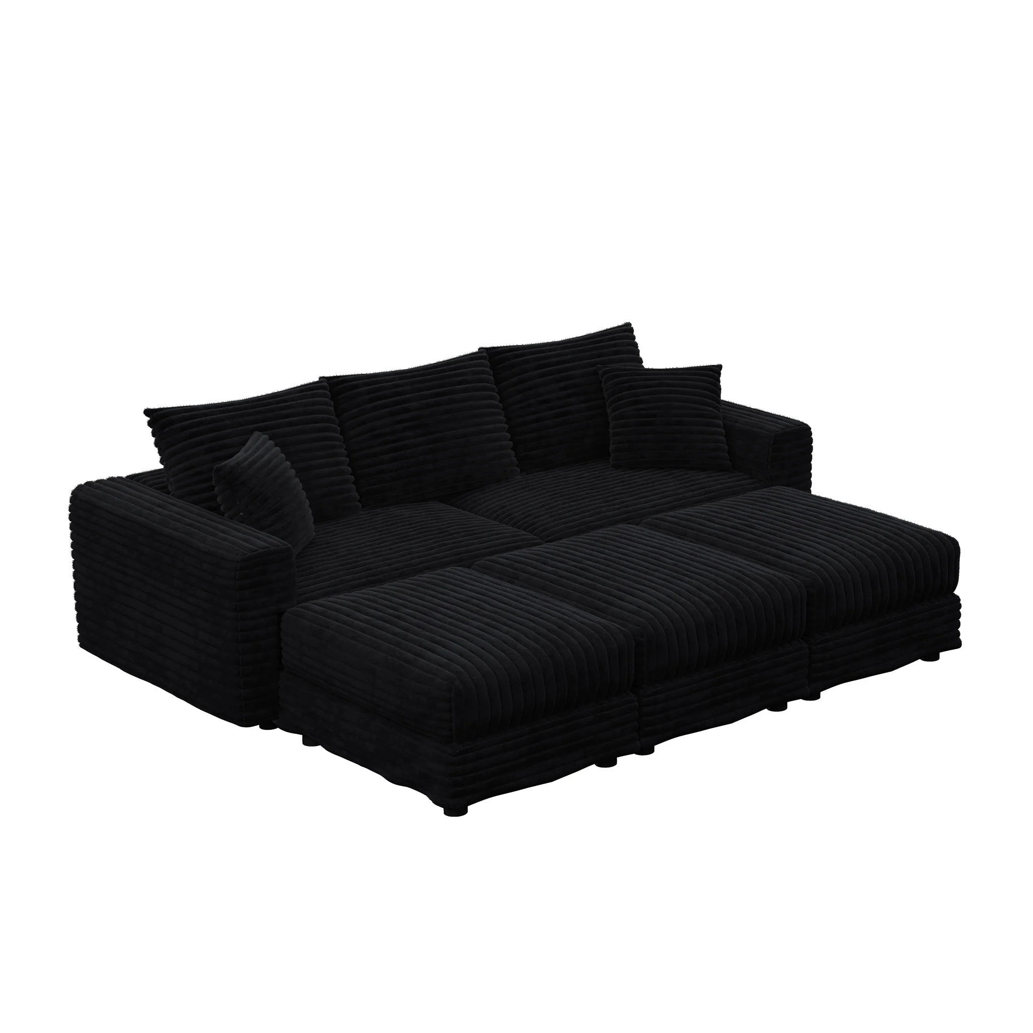 Deep Seat Convertible Sofa With Soft Pillows And Ottomans - Image 9