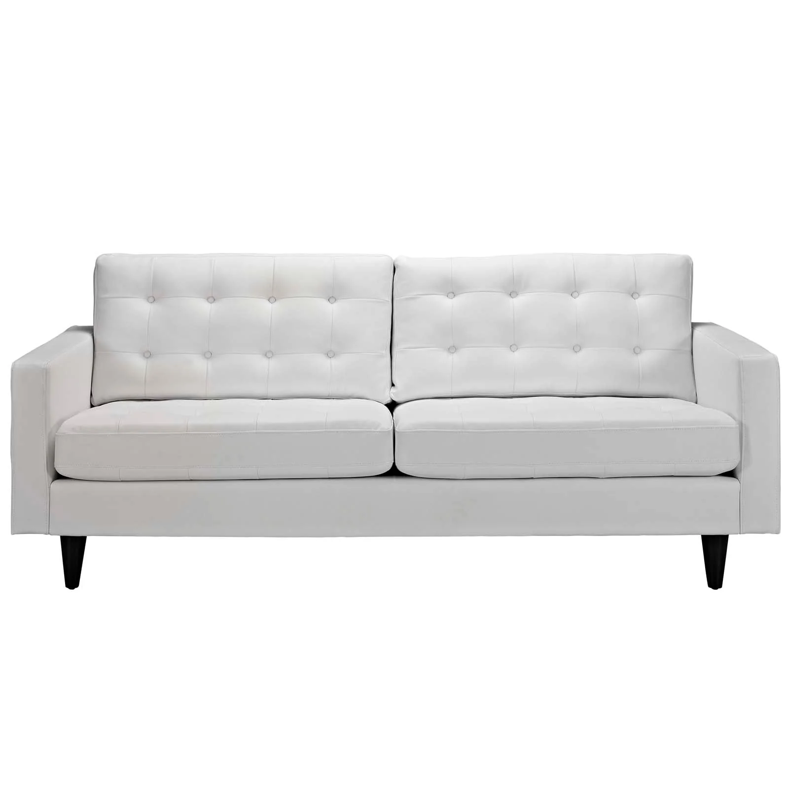 Deeply Tufted Bonded Leather Sofa – 84 Inch - Image 2