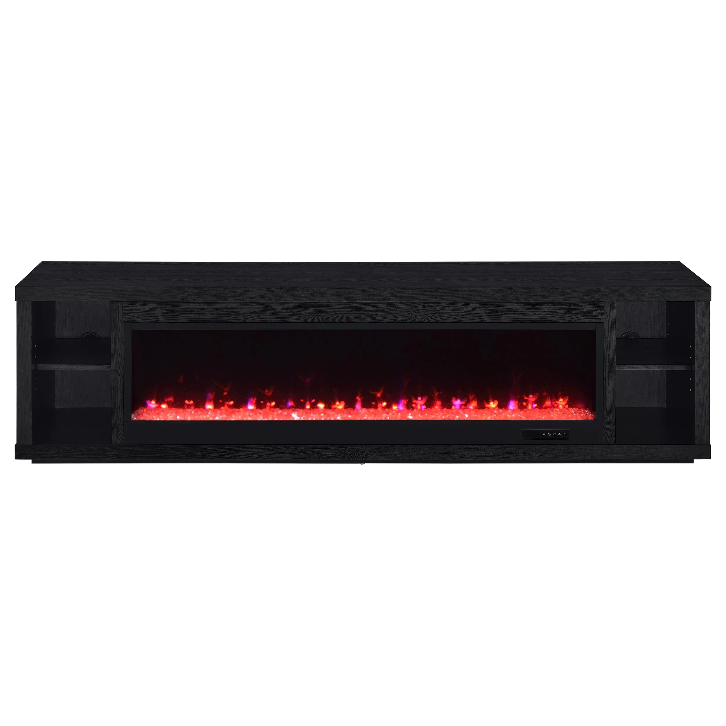 Deiter 79-Inch Black TV Stand Fireplace Media Console - Image 2