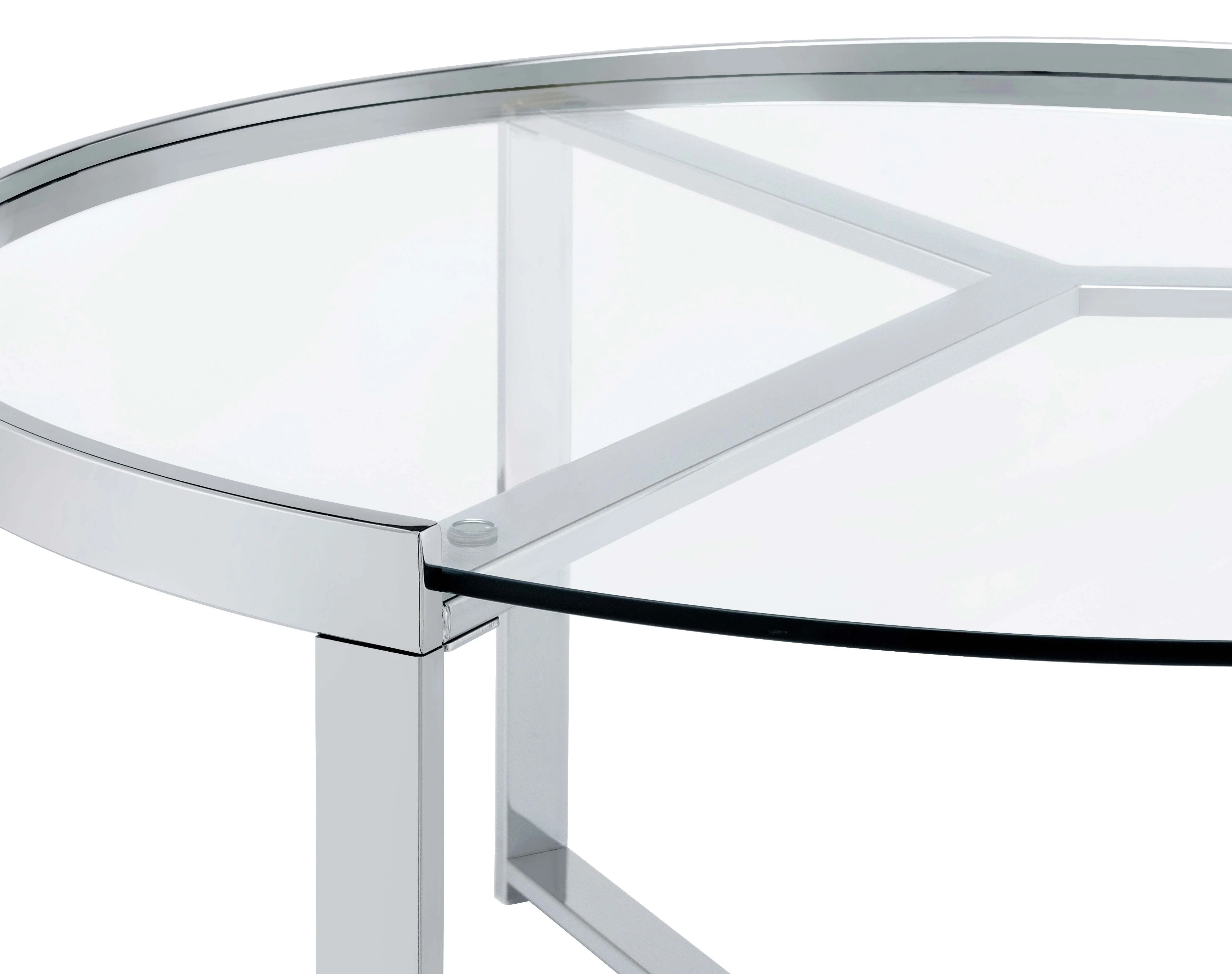 Delia 2-Piece Round Glass Top Nesting Coffee Table Chrome - Image 9